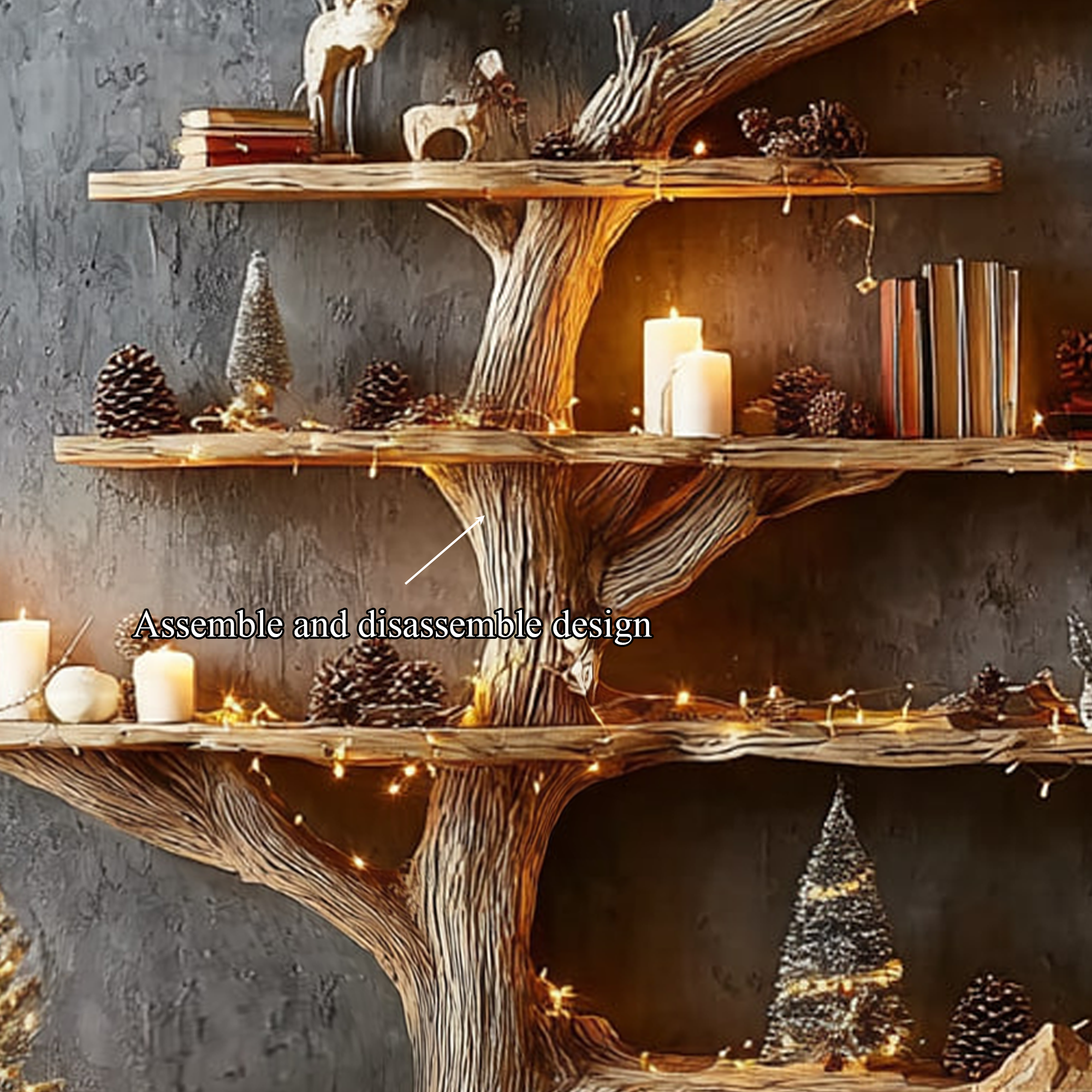 Rustic Tree Bookshelf Living Study SINLKITB277