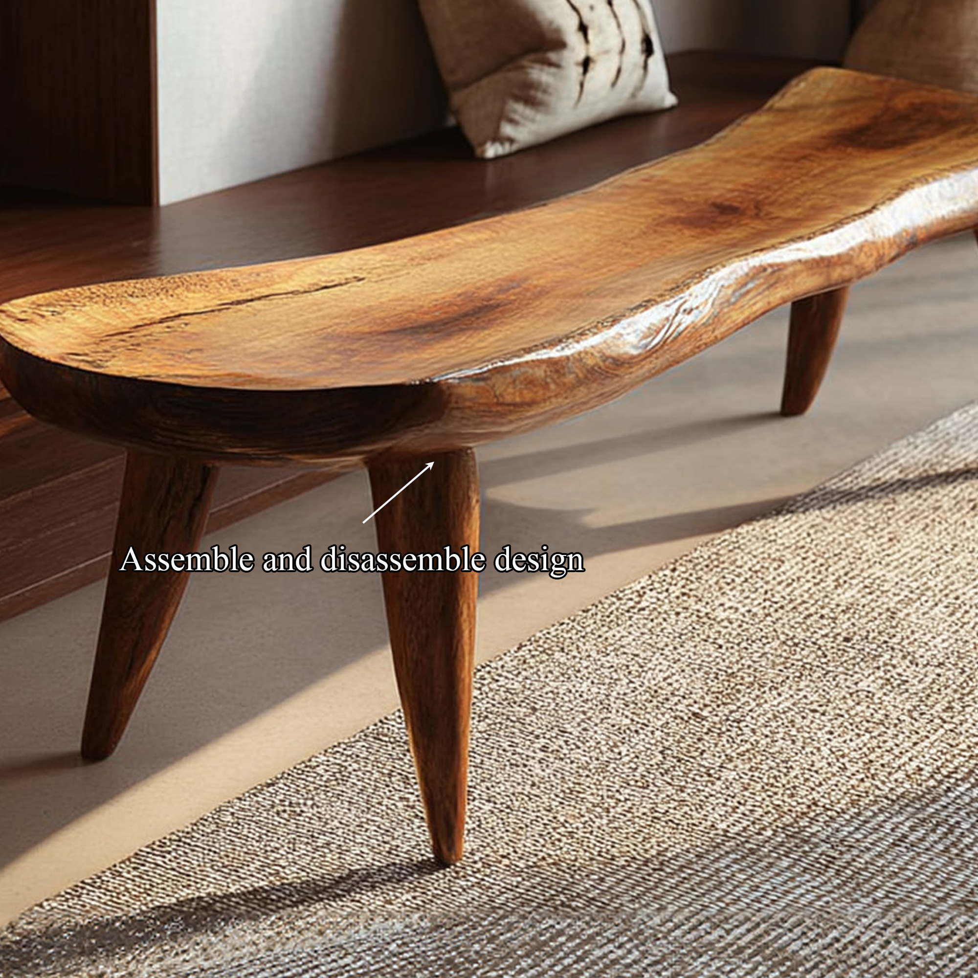Rustic Live Edge Bench Entryway Hallway Accent Furniture SINLKIRS023