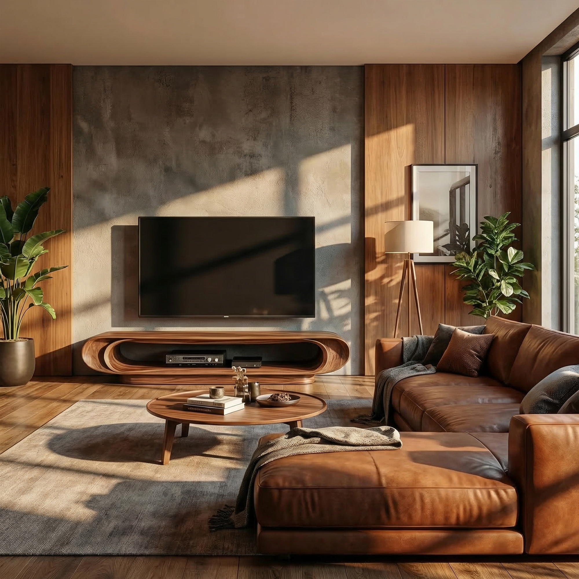 Modern Organic Curved TV Stand Entertainment Unit Living Room SINLKITC013