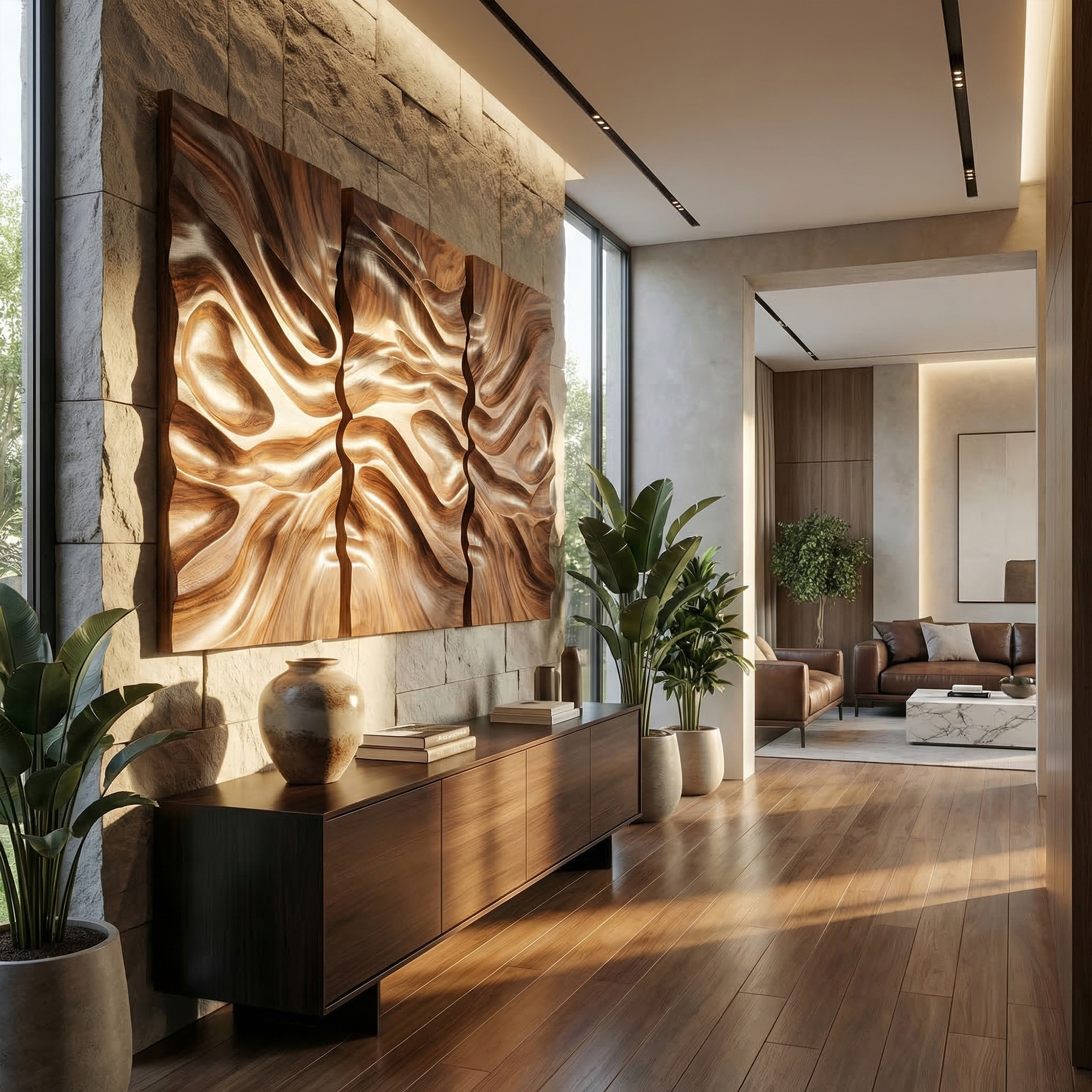 Modern Carved Wall Art Living Room And Bedroom SINLKIWD043