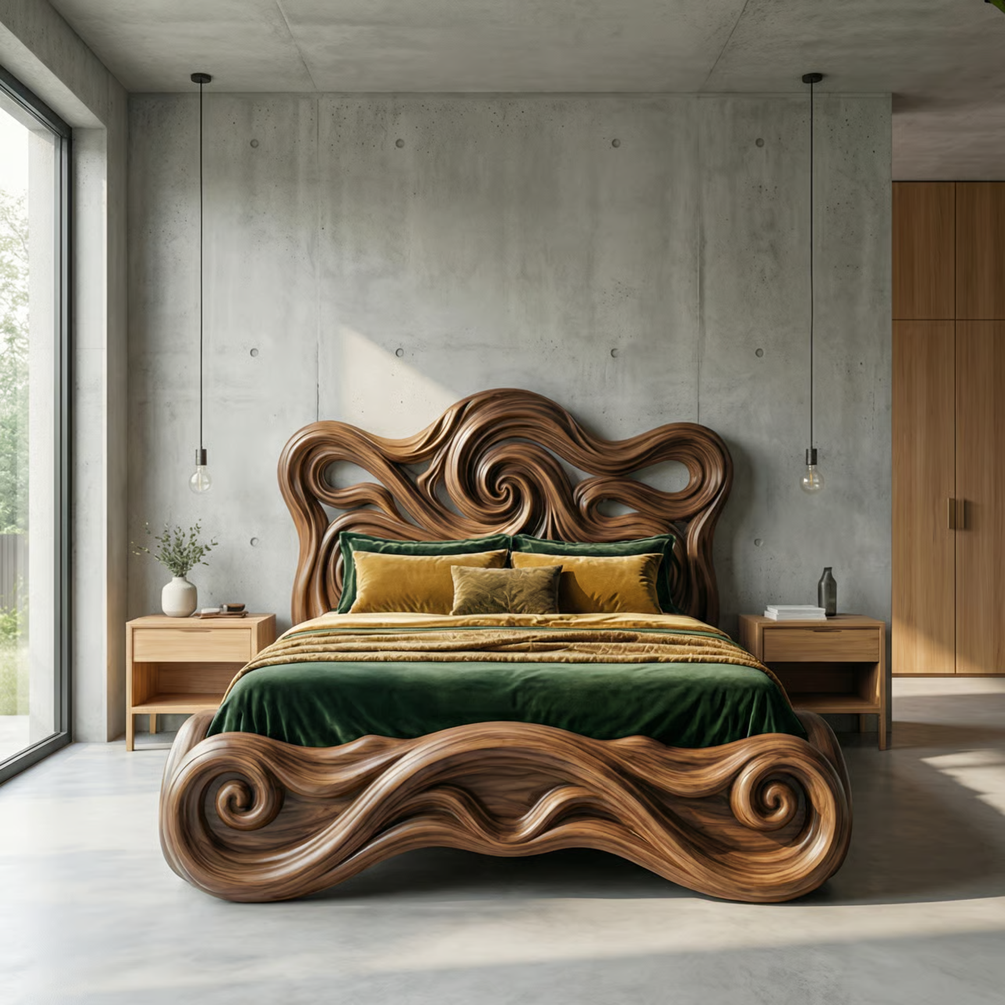 Rustic Organic Platform Bed For Bedroom Or Resting Room SINLKIWB104