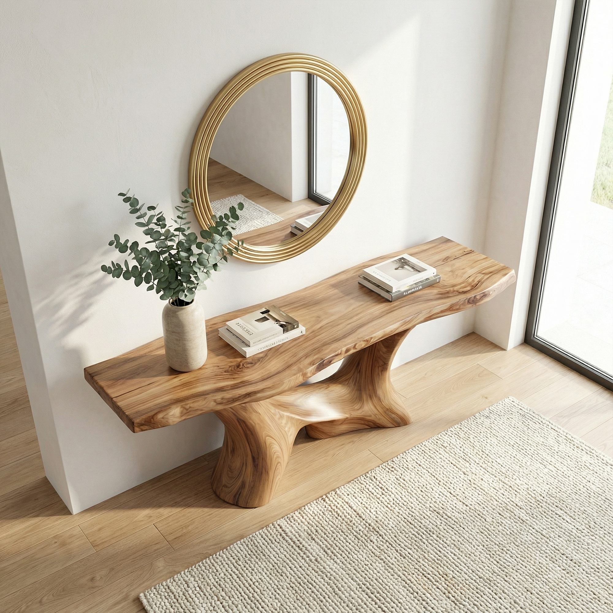 Modern Organic Sculptural Console Table Entryway Hallway Living Room SINLKICS510