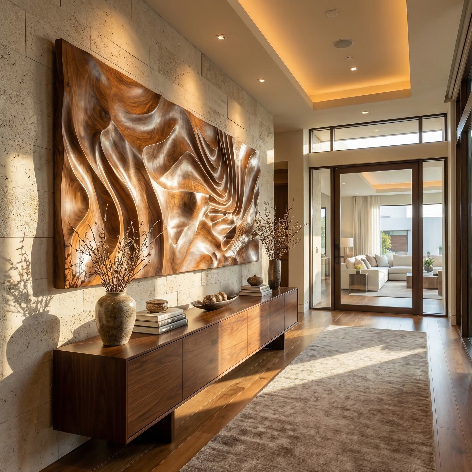 Modern Sculptural Abstract Wood Wall Art Living Room Wall Decor SINLKIWD041