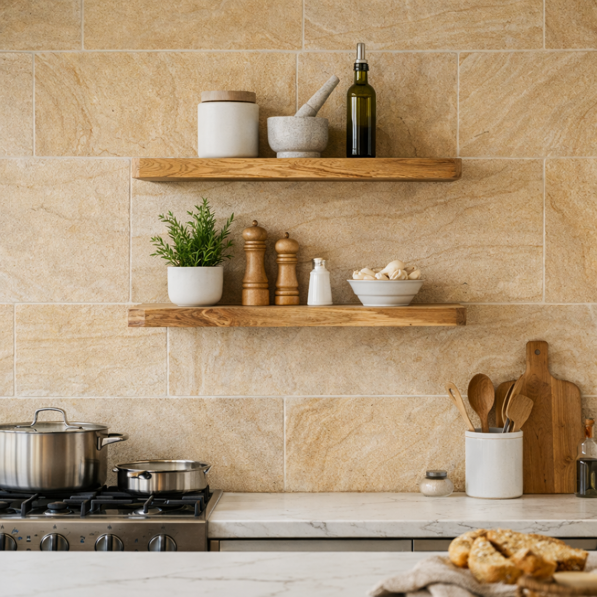 Rustic Chunky Wood Floating Wall Shelves Natural Edge Display SINLKIFL489