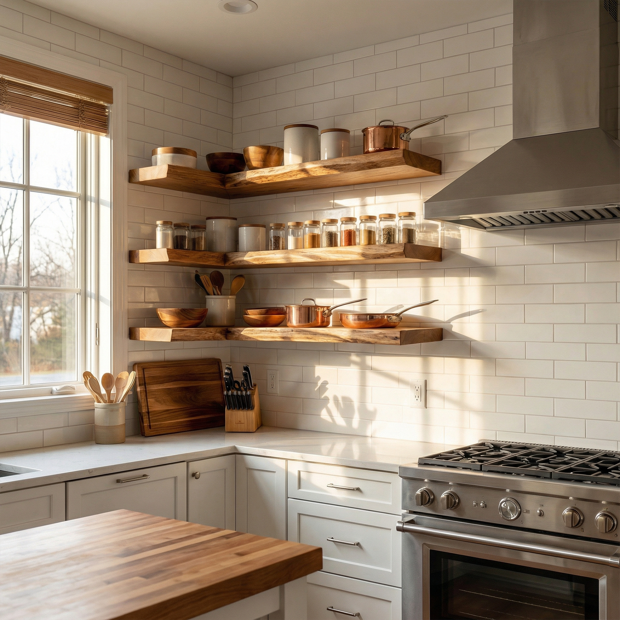 Modern Wooden Kitchen Storage Shelves Interior Decor SINLKIFL472