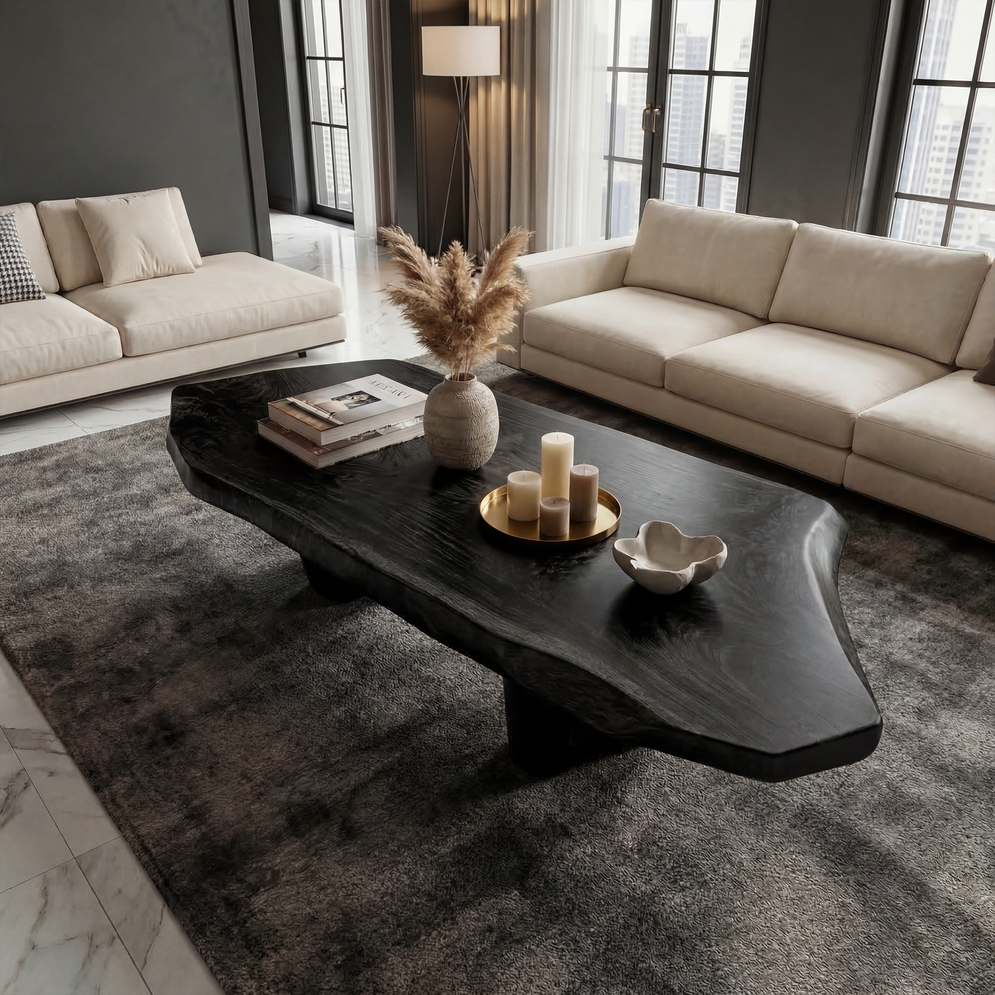 Rustic Sculptural Coffee Table For Living Room And Bedroom SINLKICF339