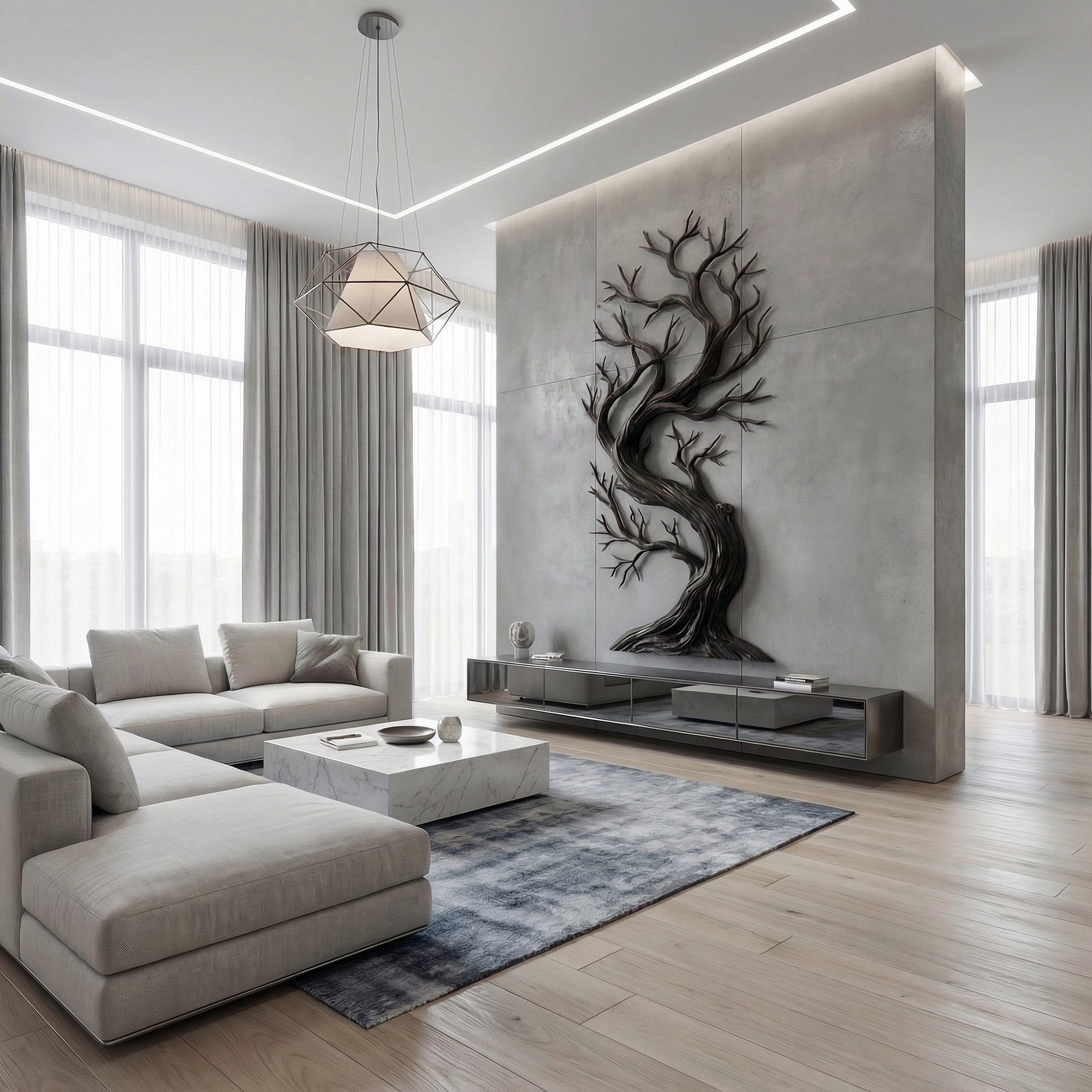 Rustic Tree Wall Art Sculpture Living Room And Hallway SINLKIWD052