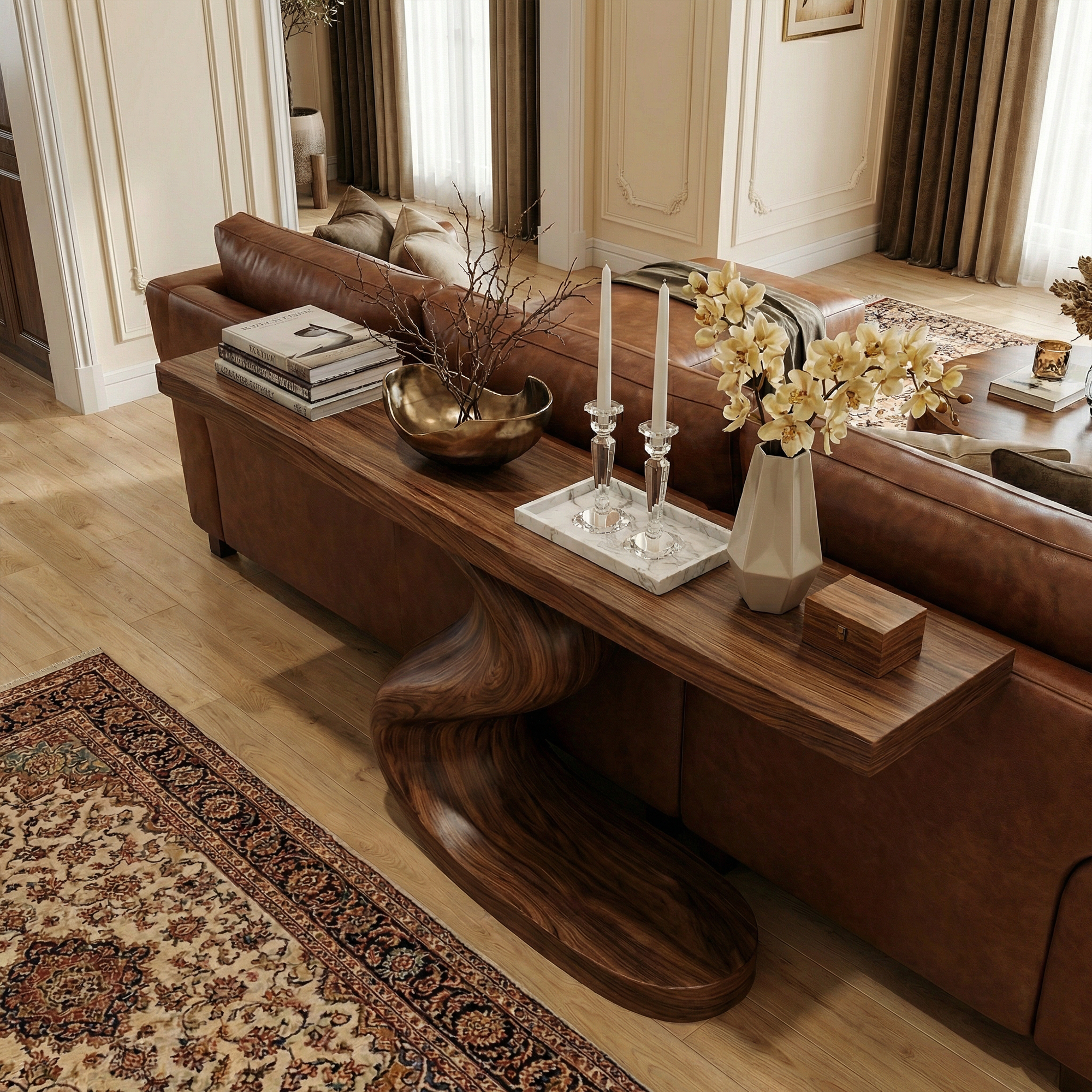 Artistic Flowing Base Console Table Entryway Hallway Living Room SINLKICS491