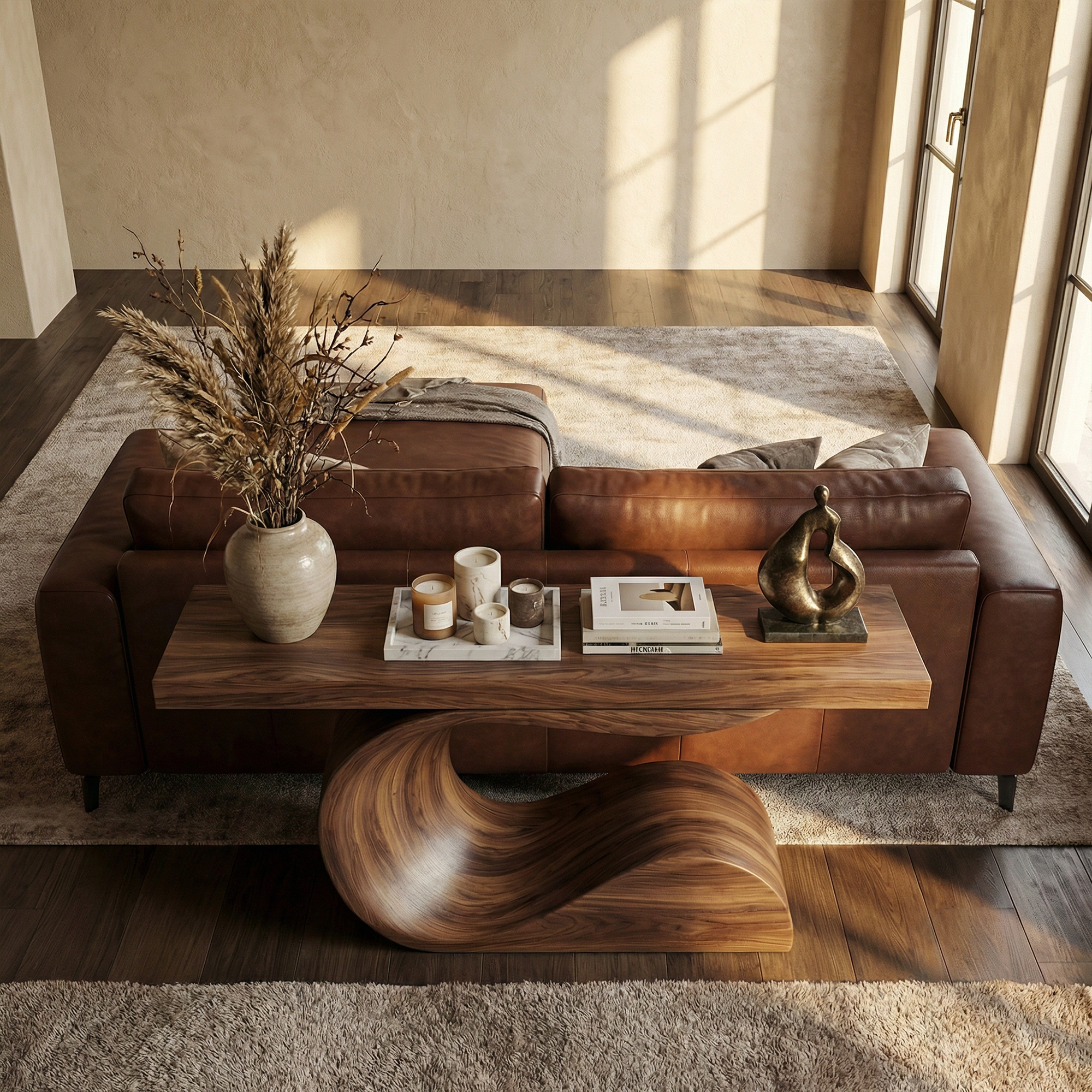 Modern Curved Sculptural Console Table Entryway Hallway Living Room SINLKICS493