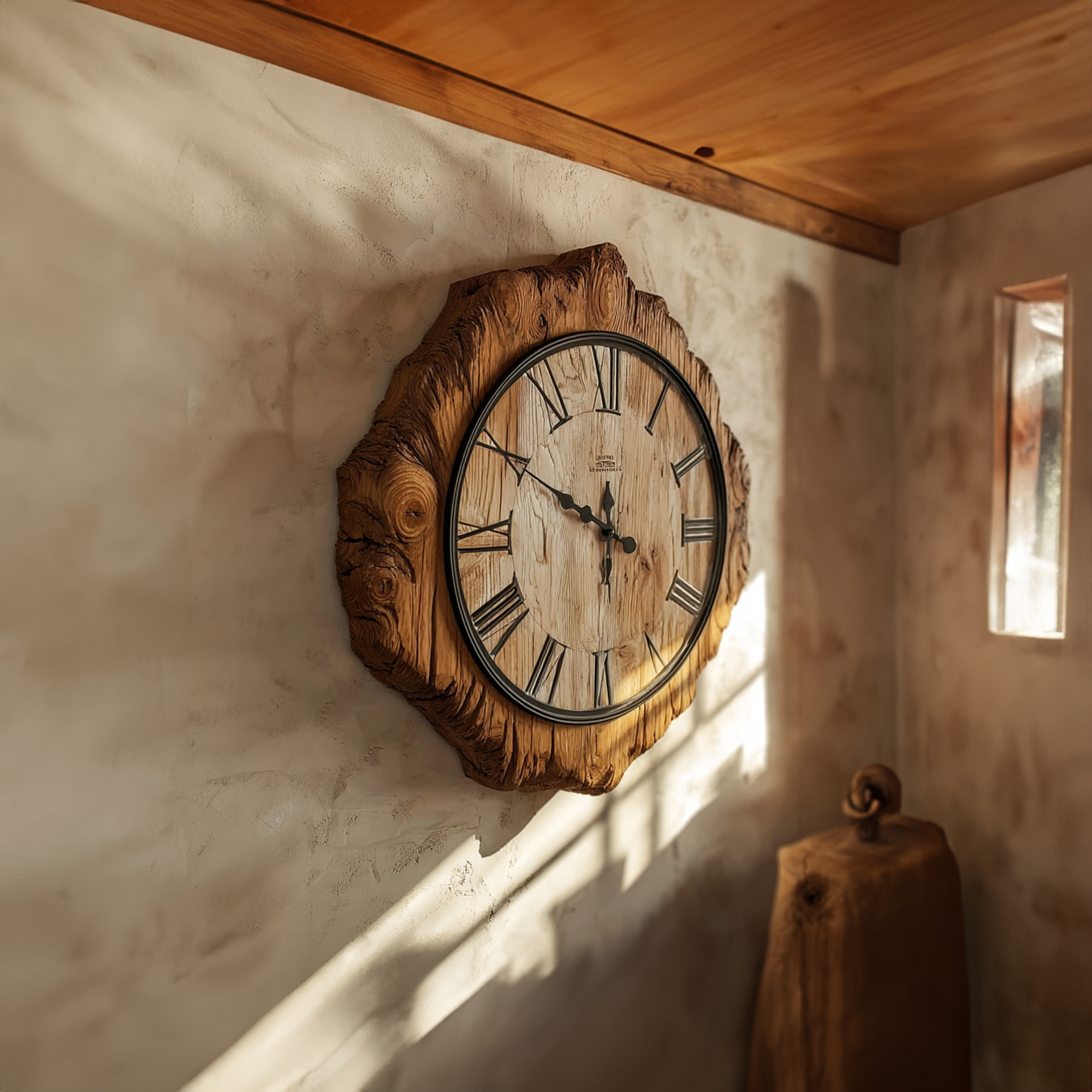 Rustic Natural Edge Wall Clock Wooden Decor Living Room Or Bedroom SINLKICK018