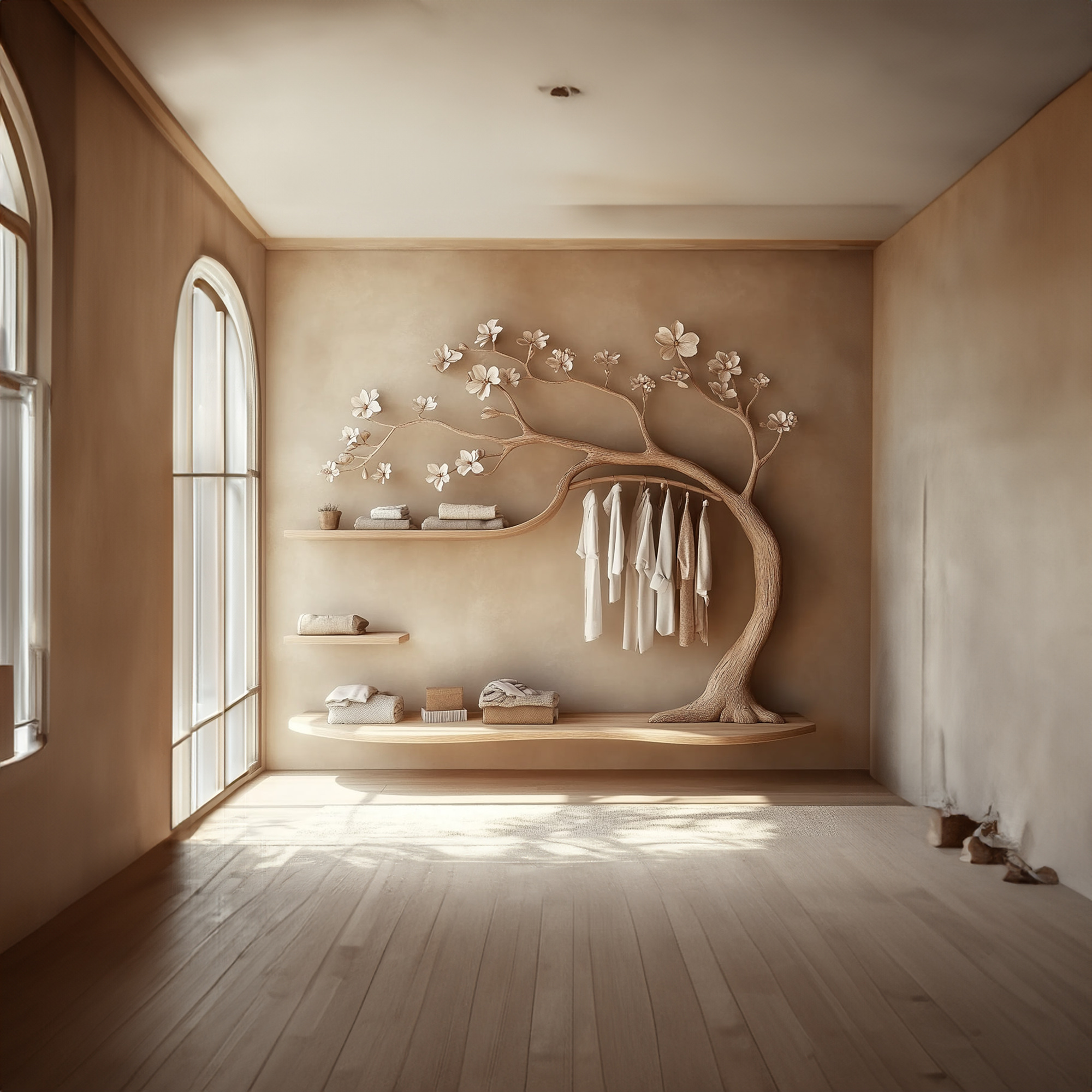 Rustic Tree Wardrobe Solid Wood Handcrafted Bedroom Storage SINLKITCR065