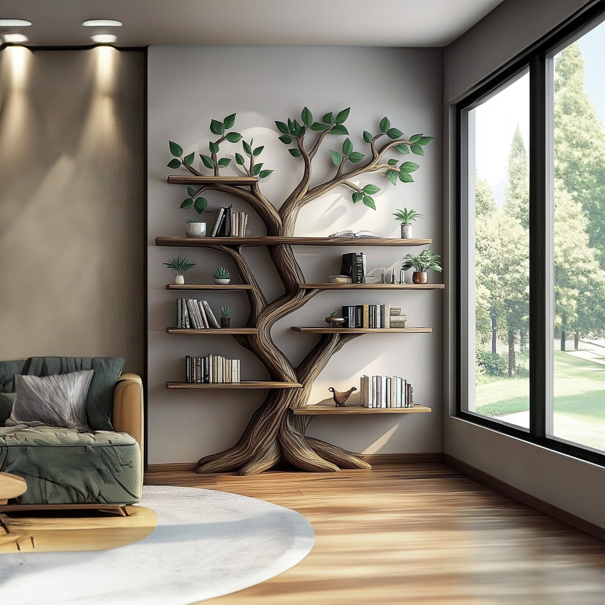 Rustic Organic Tree Branch Bookshelf Living Room Decor SINLKITB526