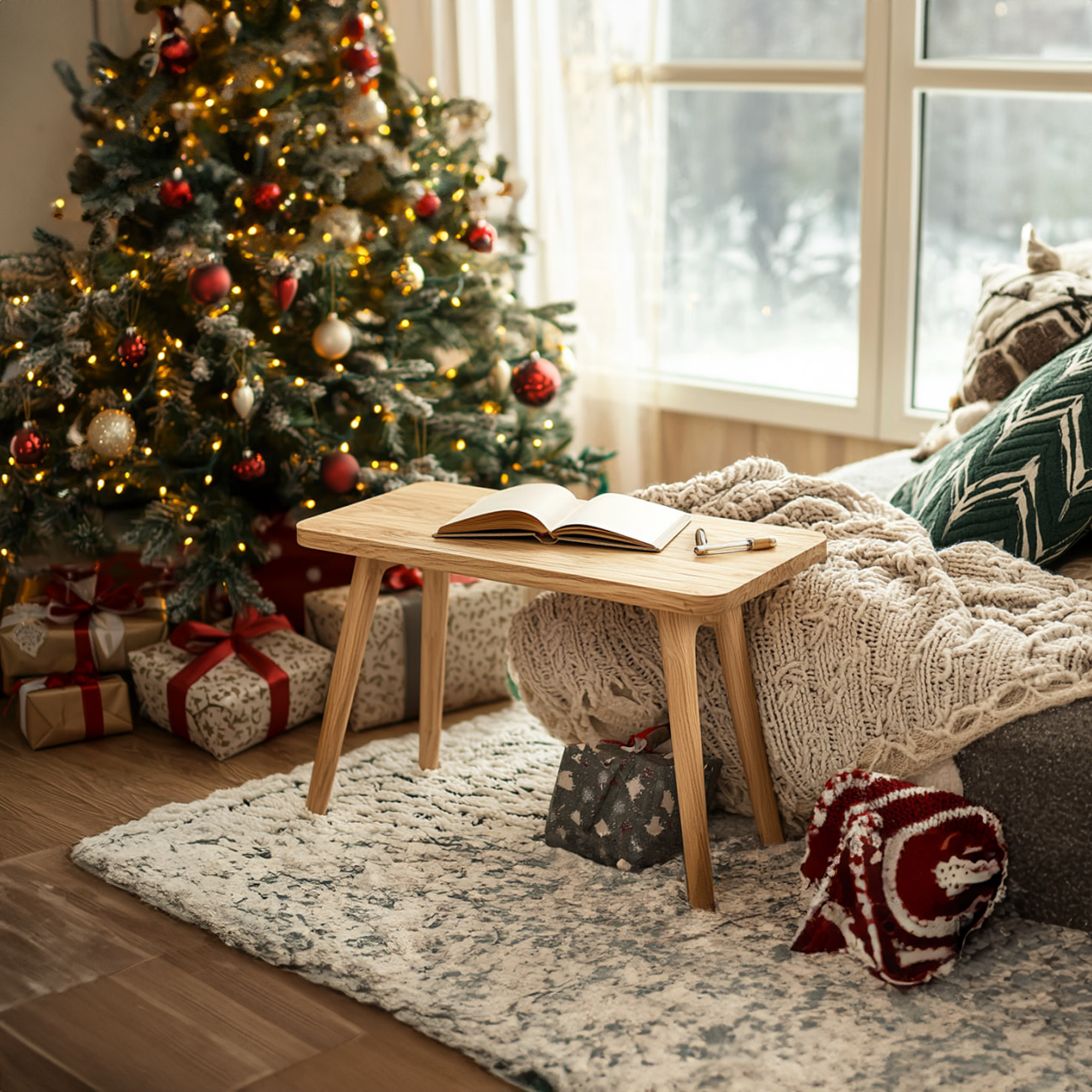 Rustic Live Edge Table Christmas Natural Bedroom Display SINLKIBT199