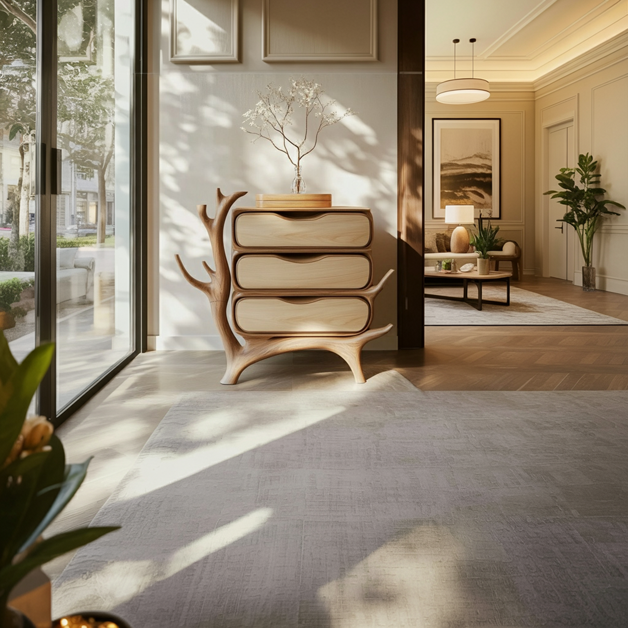 Mid Century Solid Wood Cabinet Interior Accent SINLKISC364