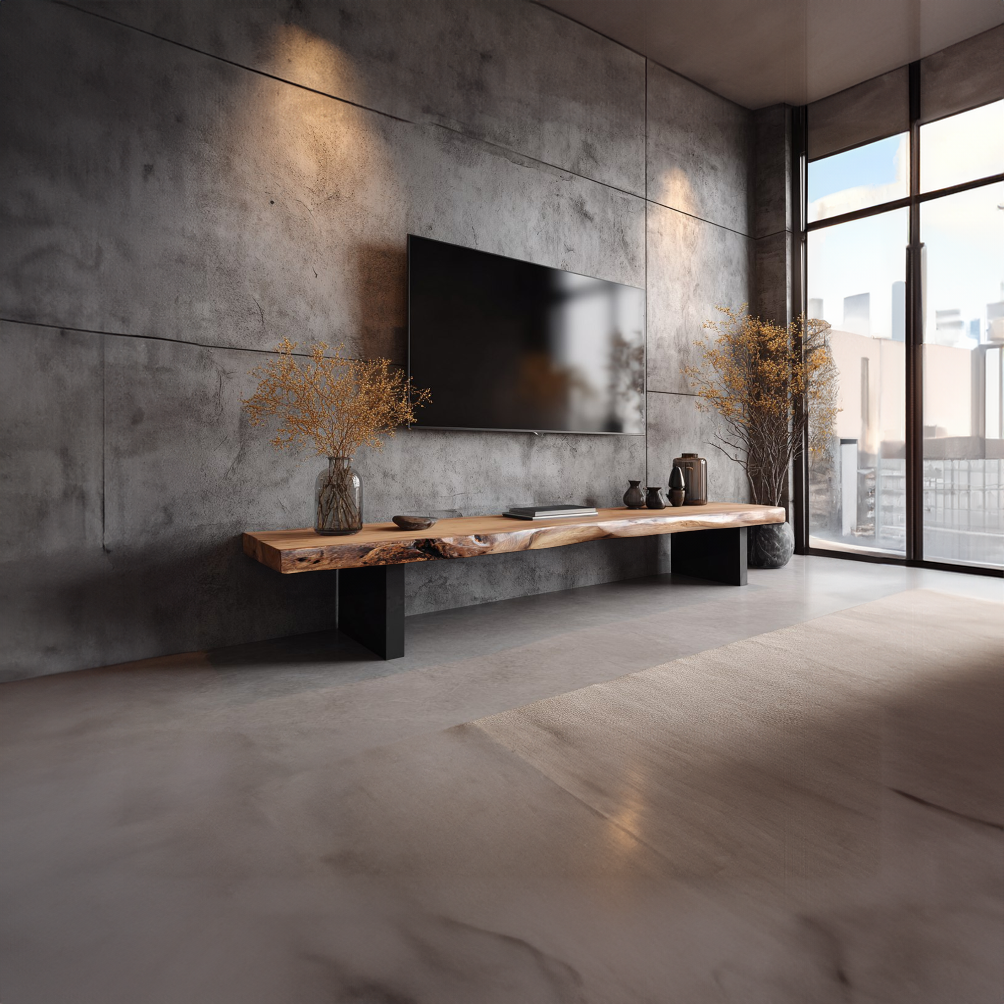 Mid Century Modern TV Stand Natural Wood Console Premium Bedroom SINLKICS332