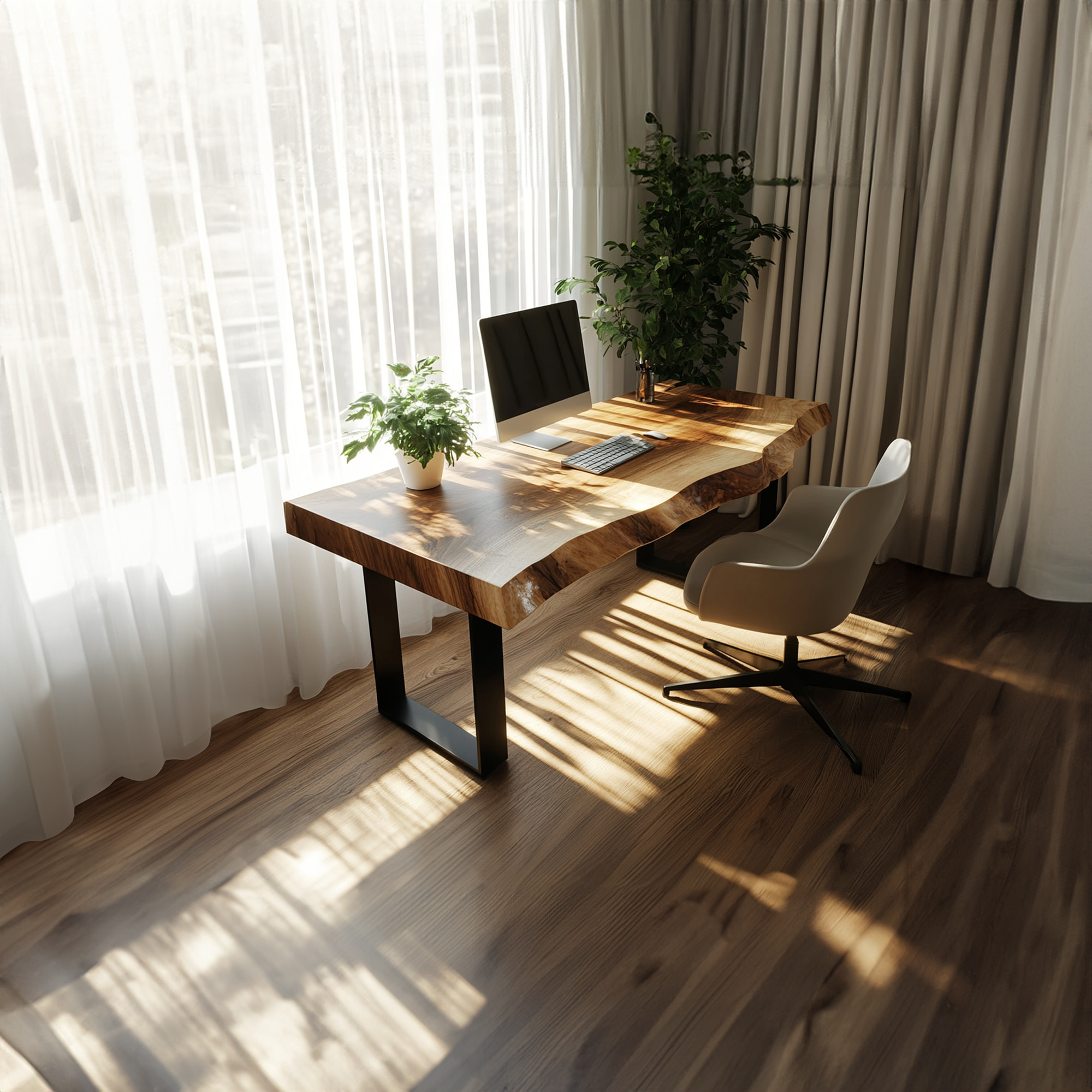 Rustic Live Edge Writing Desk Home Office And Reading Room SINLKIDK024