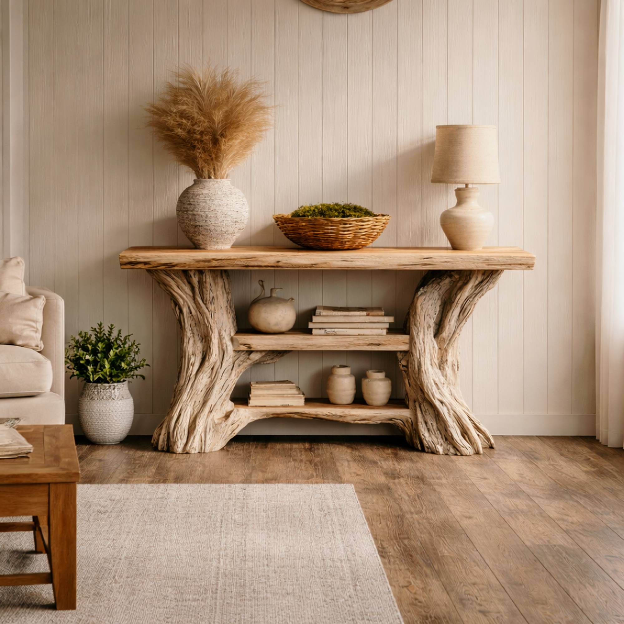 Rustic Branch Console Table Solid Wood Entryway SINLKICS483