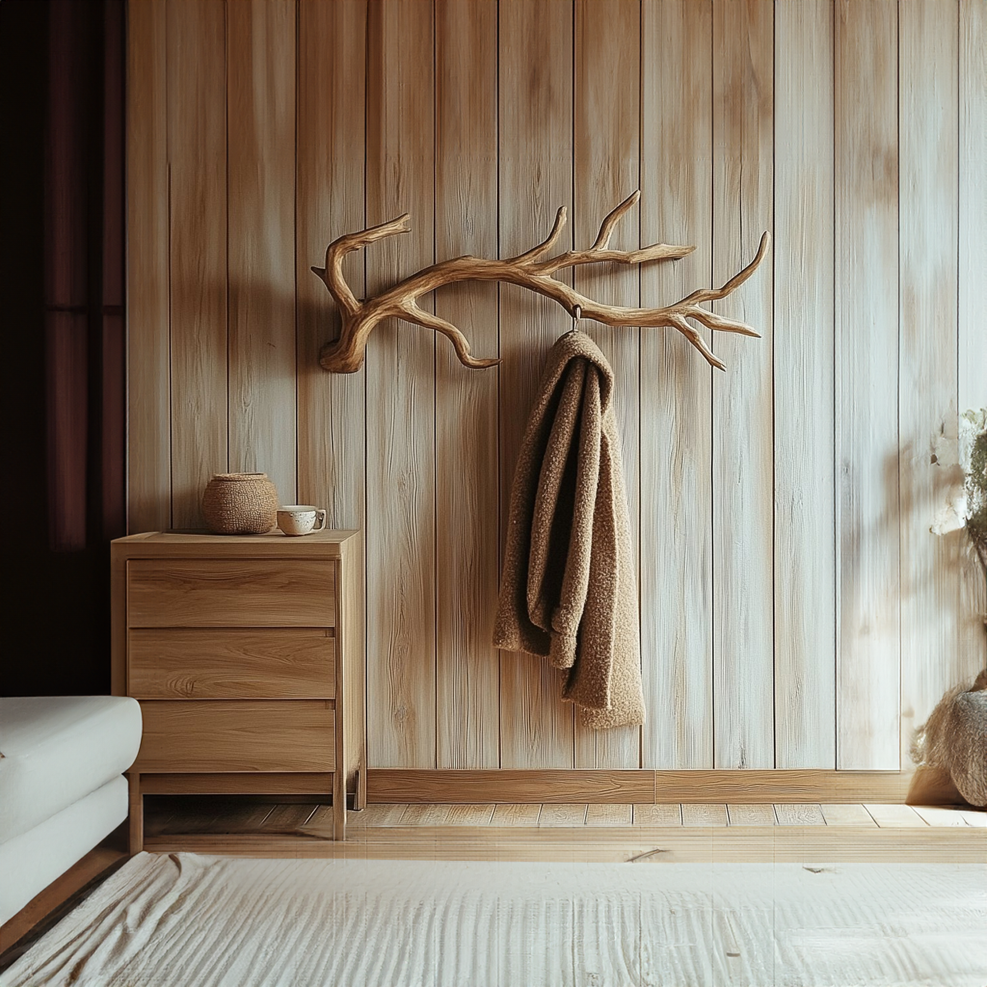 Rustic Branch Wall Hook Solid Wood Entryway Decor SINLKITCR067