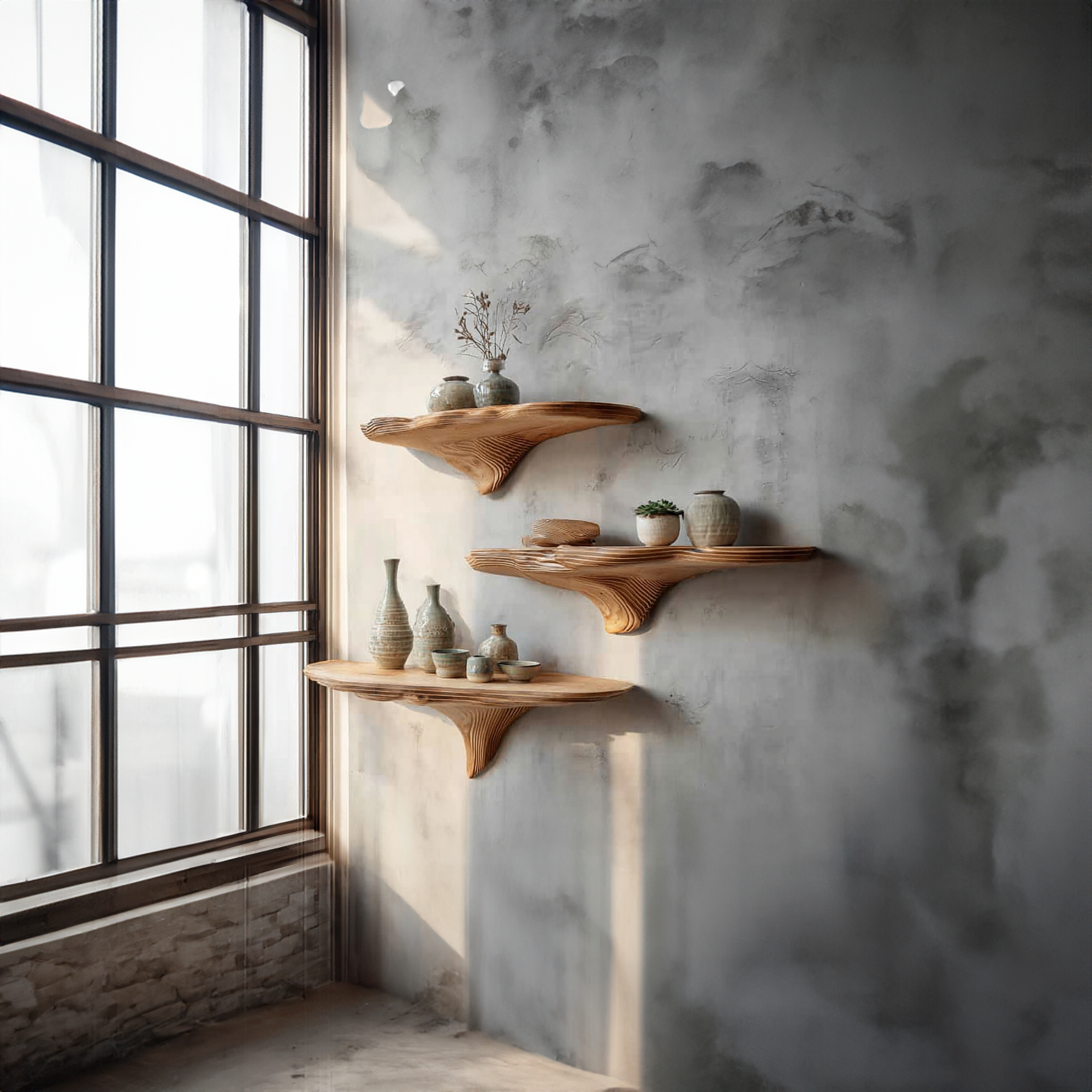 Rustic Mushroom Wall Shelf Bedroom SINLKIFL145