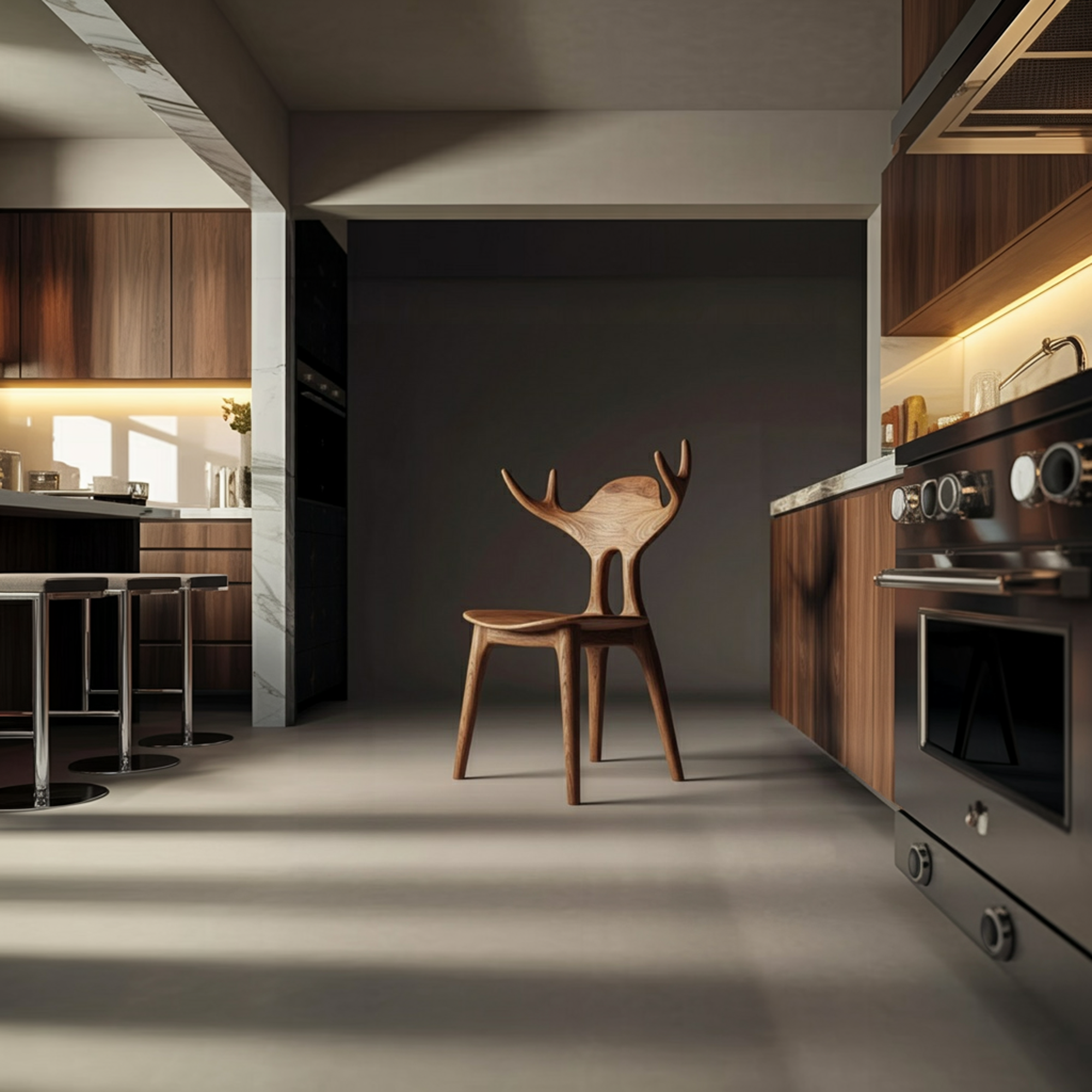 Rustic Sculptural Wooden Chair Dining Room Interior Art Furniture SINLKIWC036