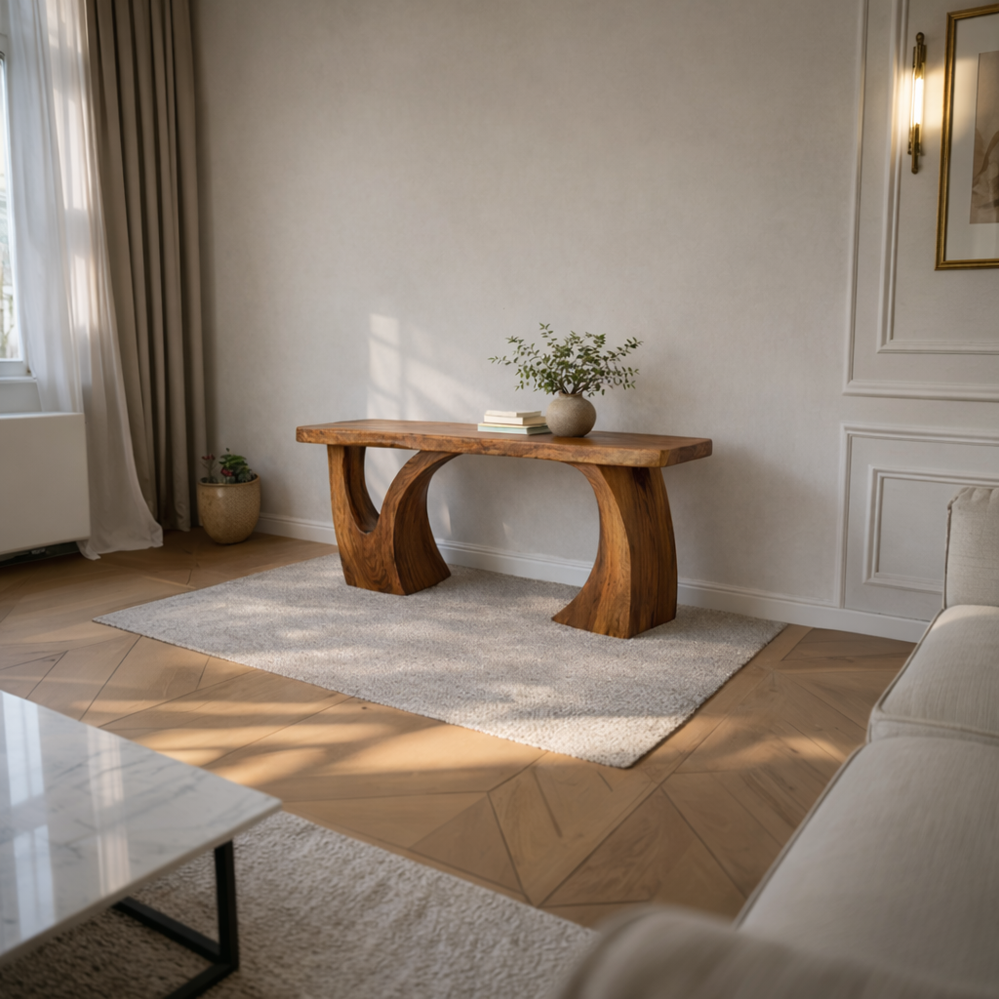 Sculptural Console Shelf Handcrafted Art Furniture For Gallery Interior SINLKICS466
