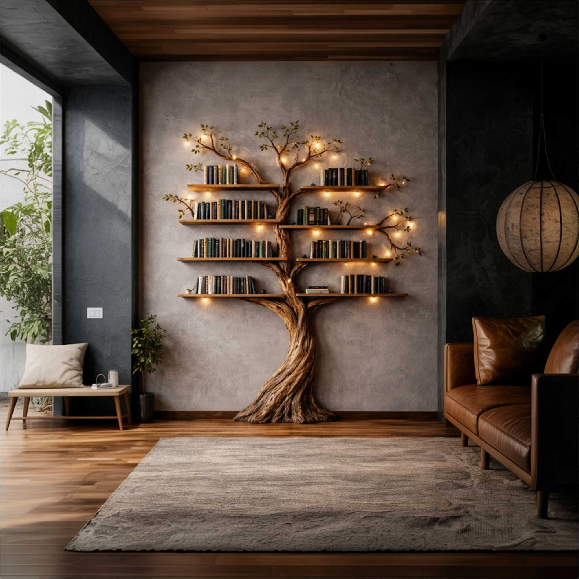 Rustic Nature Inspired Tree Bookshelf For Home SINLKITB680