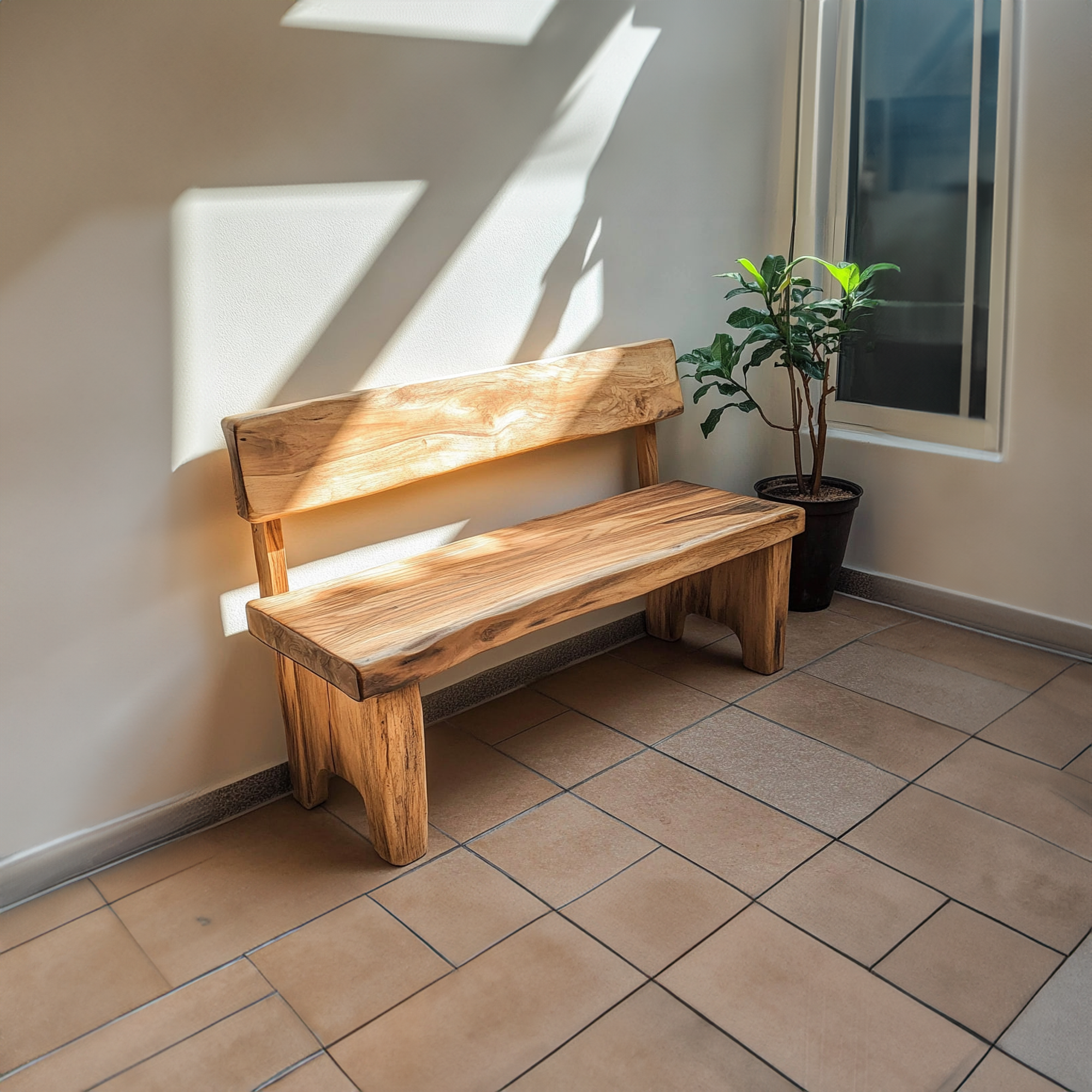 Rustic Solid Wood Bench Entryway Living Room SINLKIRS040