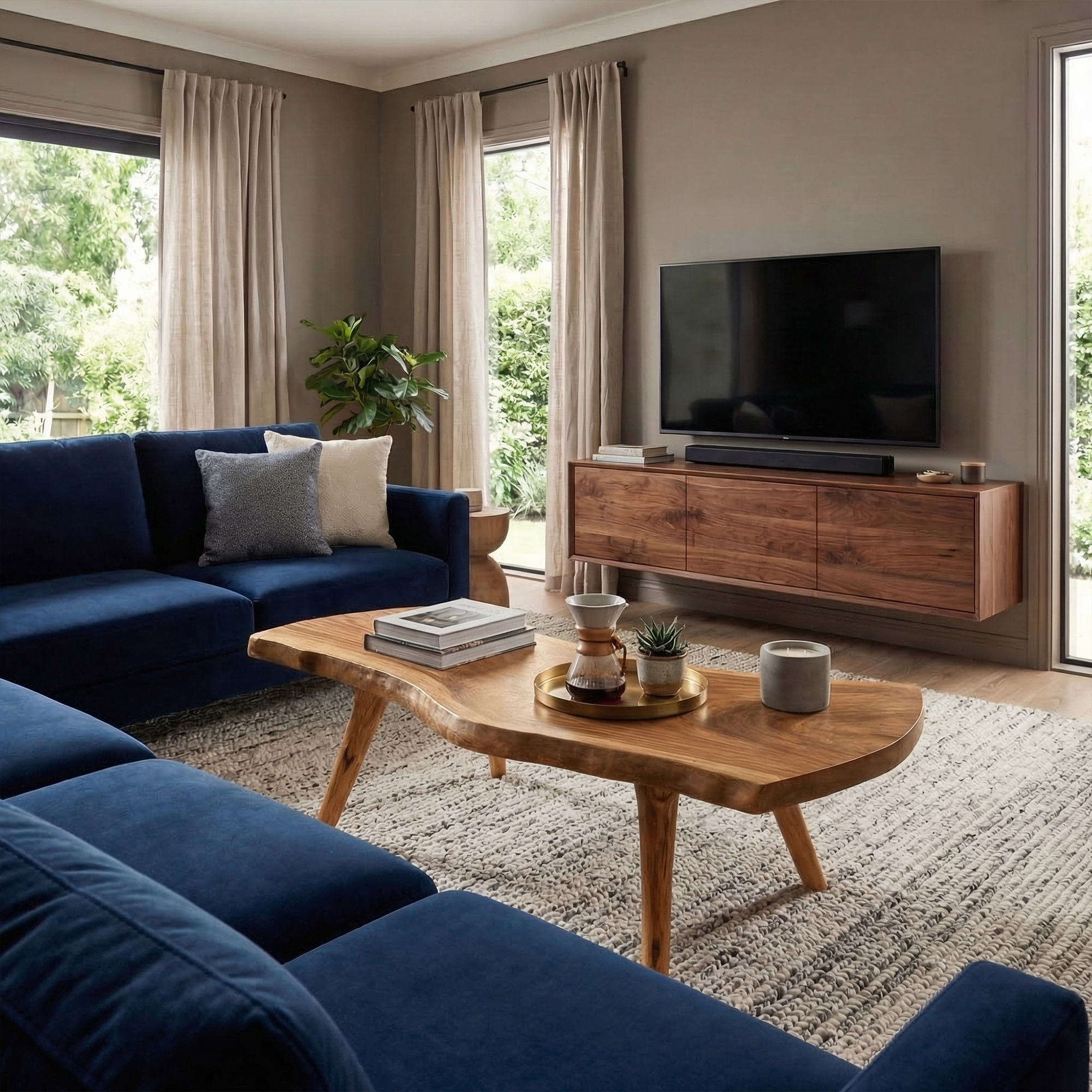 Rustic Live Edge Coffee Table For Living Room And Bedroom SINLKICF340