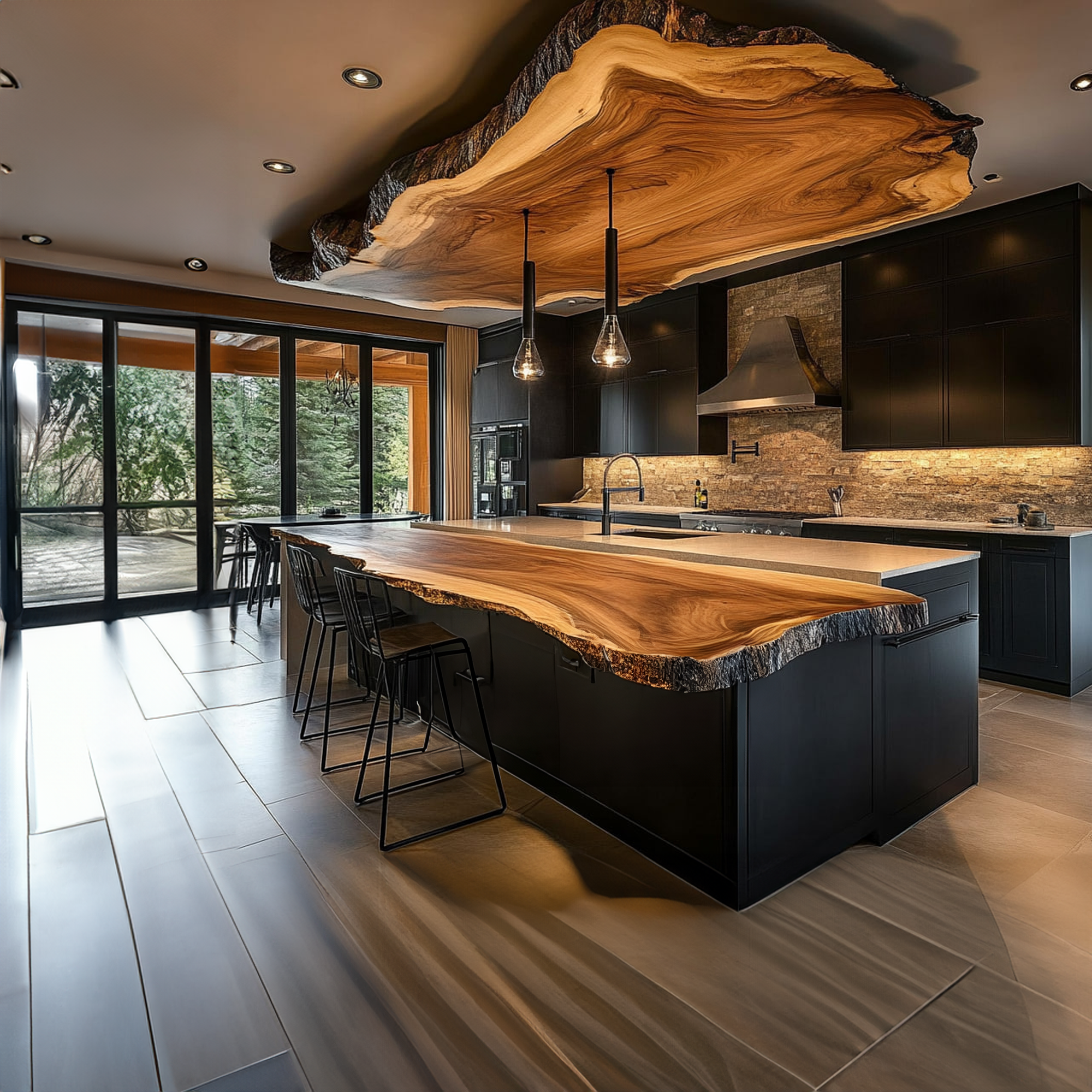 Rustic Natural Edge Kitchen Island Kitchen Or Cooking Space SINLKIKI123