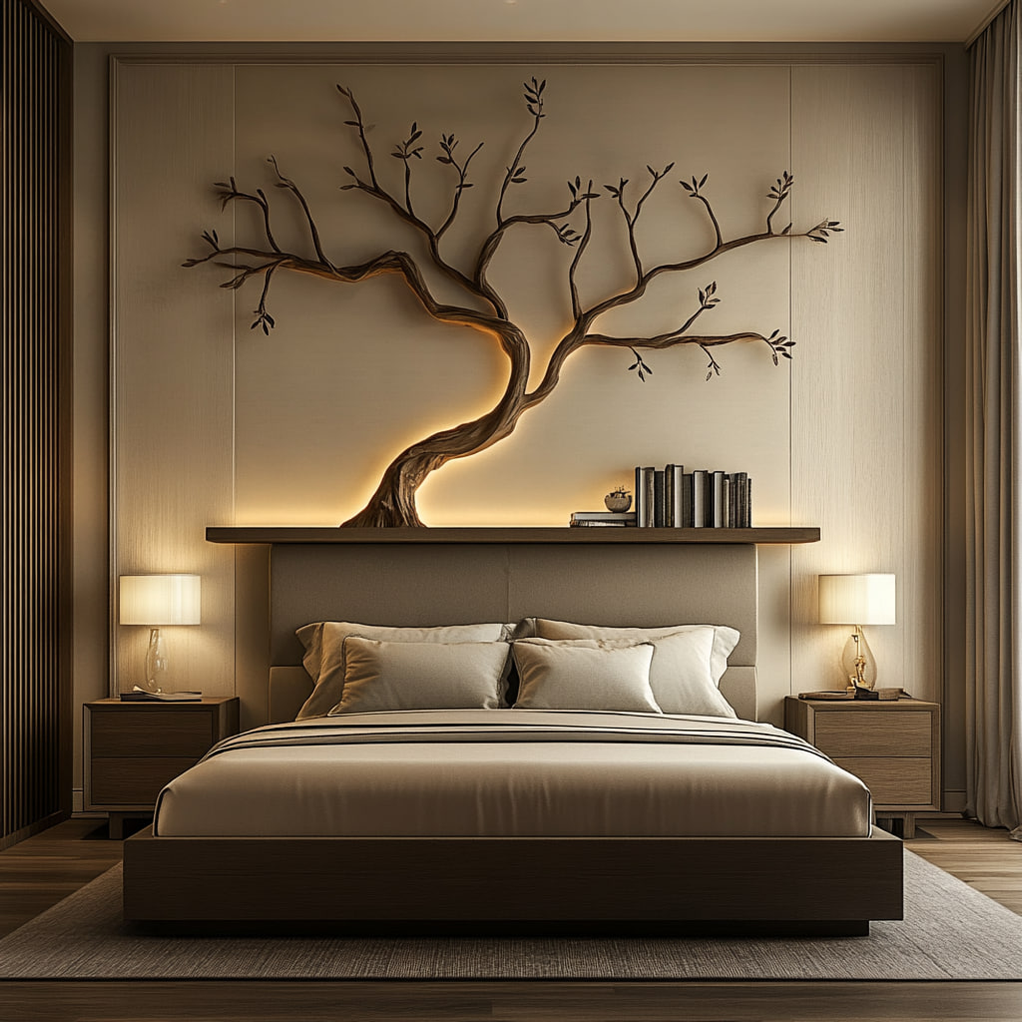 Mid Century Tree Branch Shelf Modern Bedroom SINLKITBS085