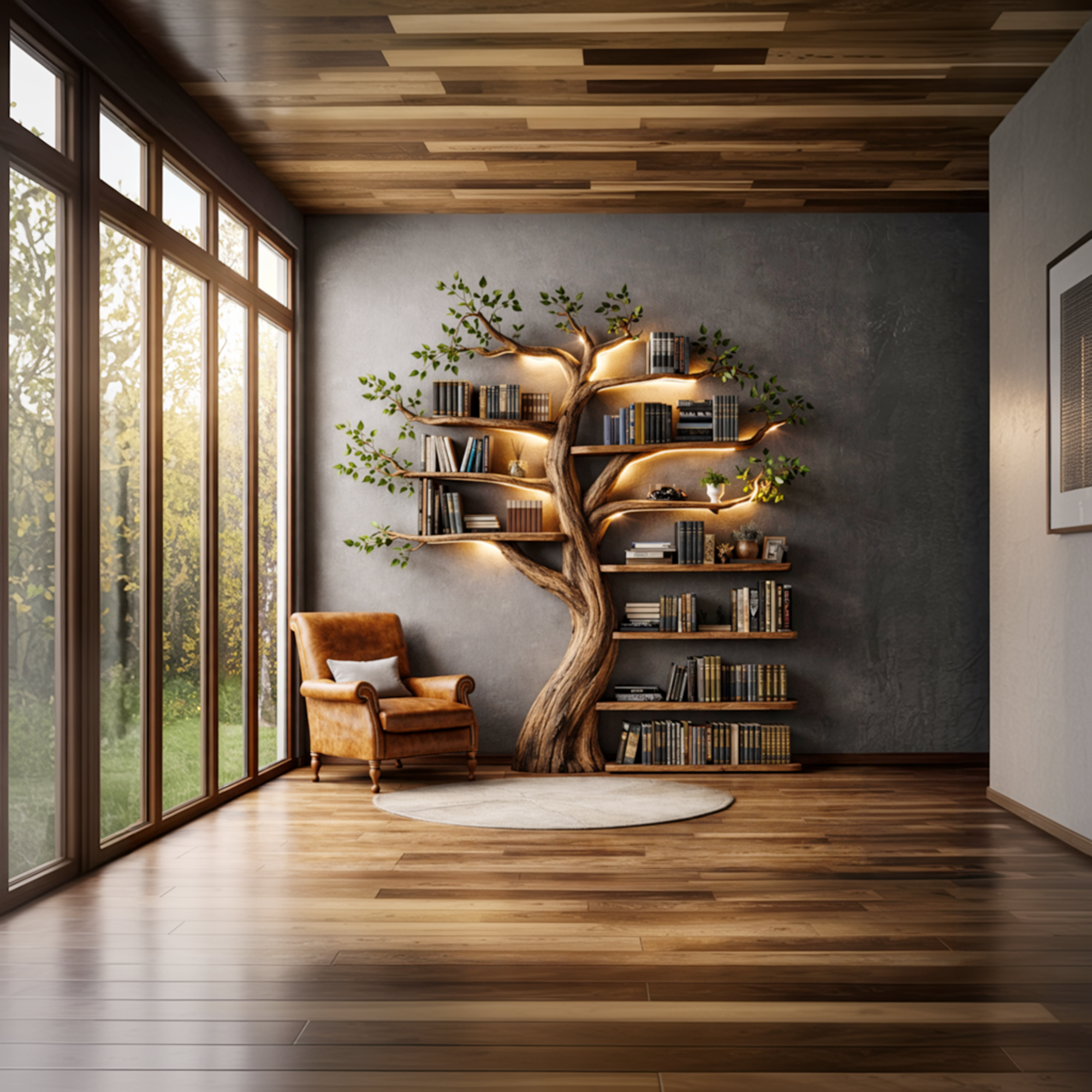 Organic Tree Bookshelf Living Room Interior Sculptural Wall Display SINLKITB670