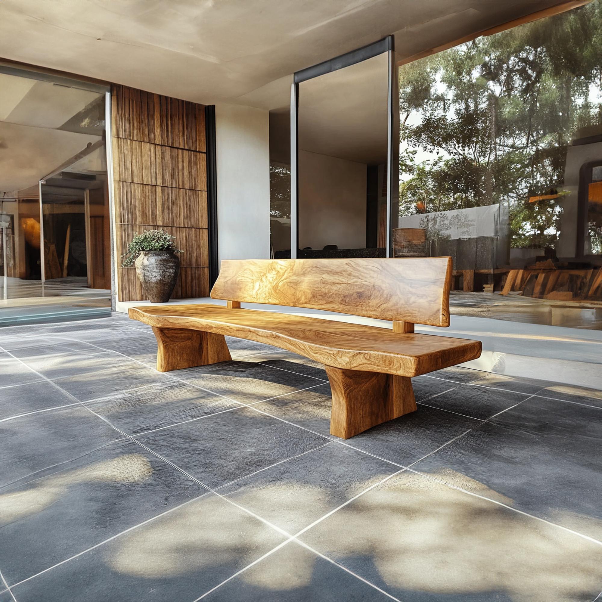 Handcrafted Wood Bench Luxury Living Room SINLKIRS046