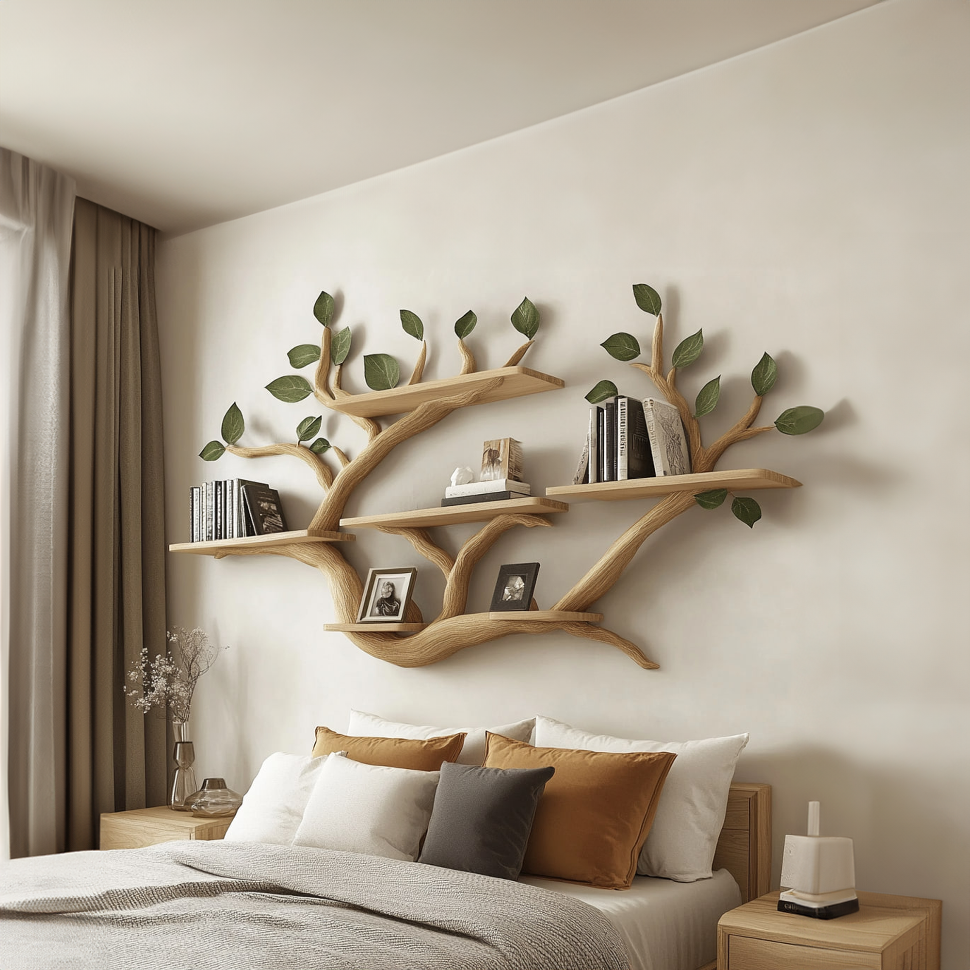 Rustic Tree Wall Shelf Artistic Bedroom Living SINLKITBS045