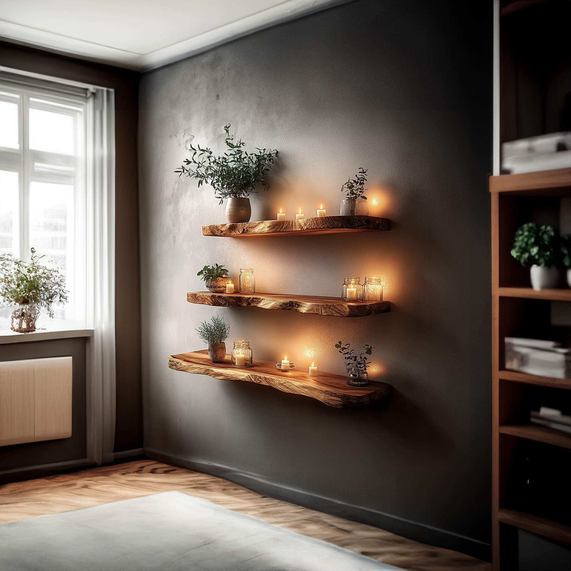 Rustic Live Edge Corner Display Bookshelf Living Room Or Study Room SINLKIFL222