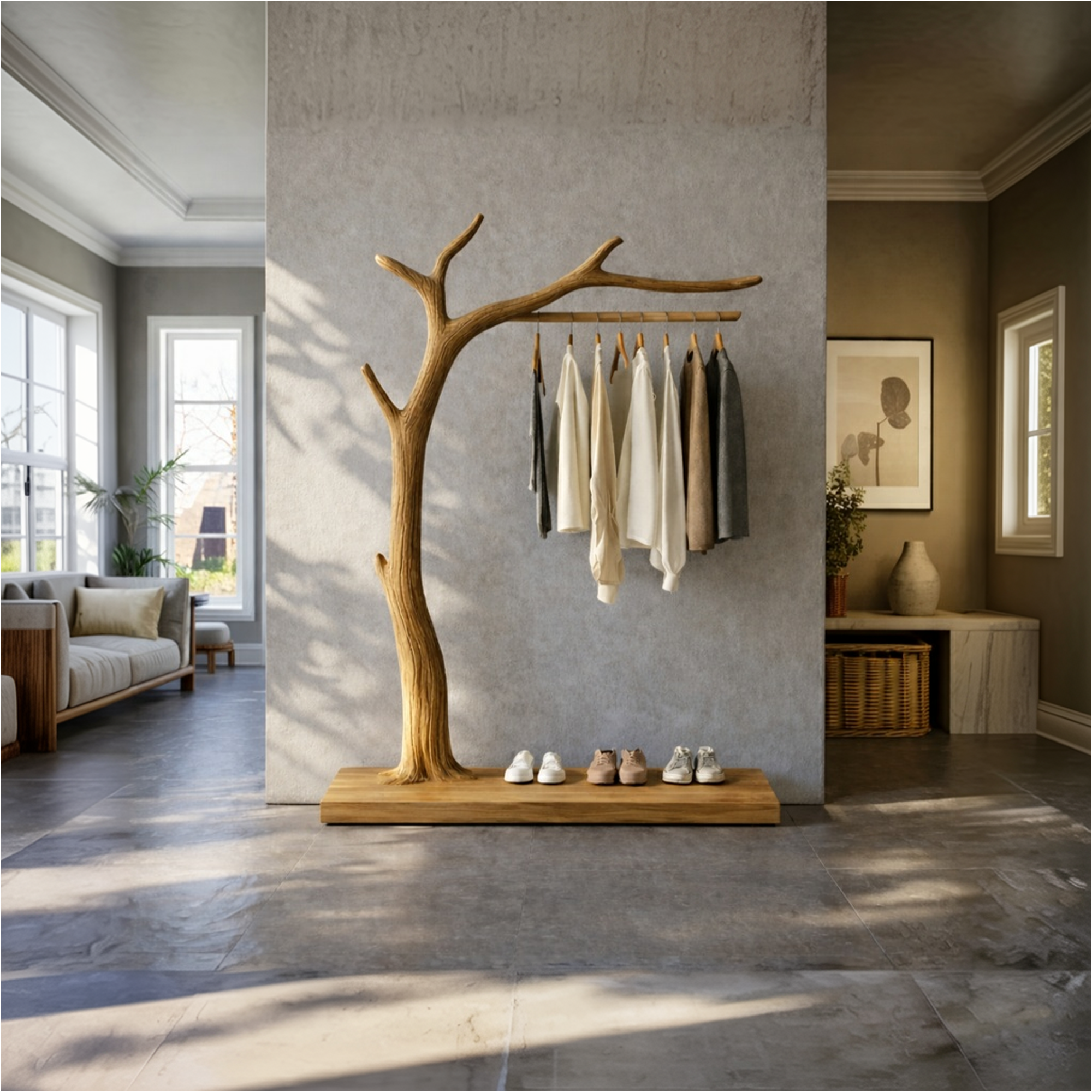 Rustic Wooden Coat Rack Entryway Interior SINLKITCR084