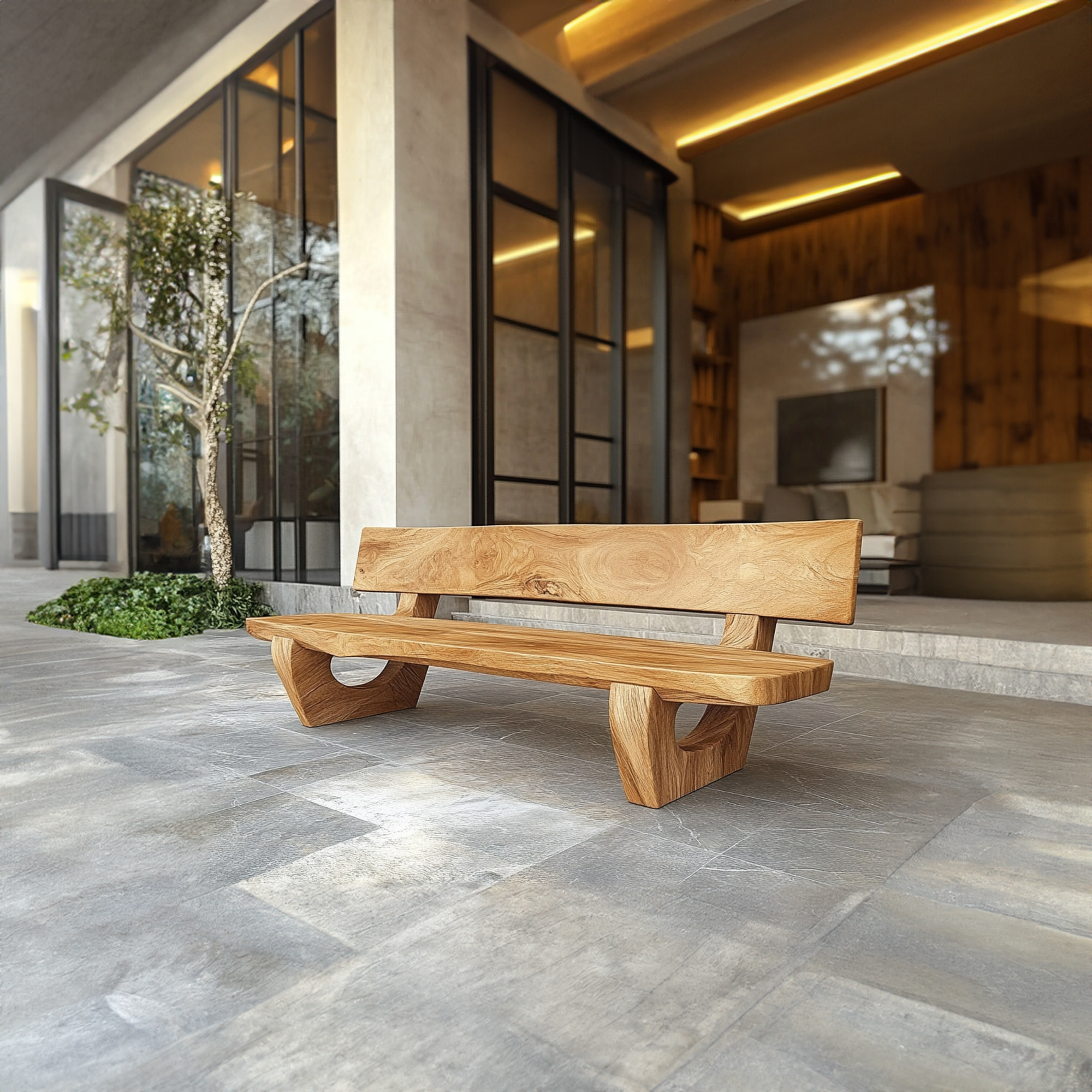 Rustic Sculptural Bench For Living Room Or Entryway SINLKIRS050