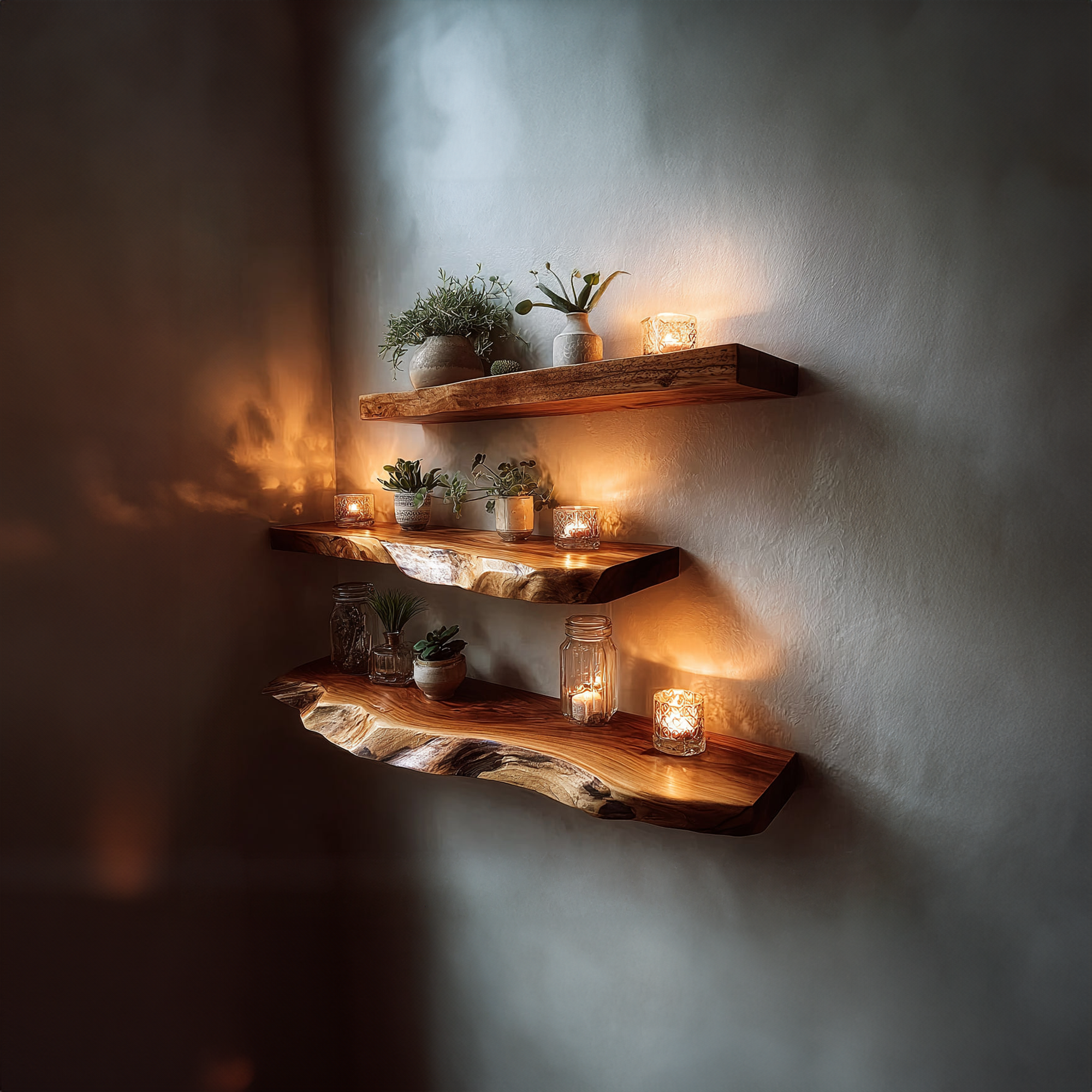 Rustic Floating Shelf Candle Display Bedroom Accent SINLKIFL166