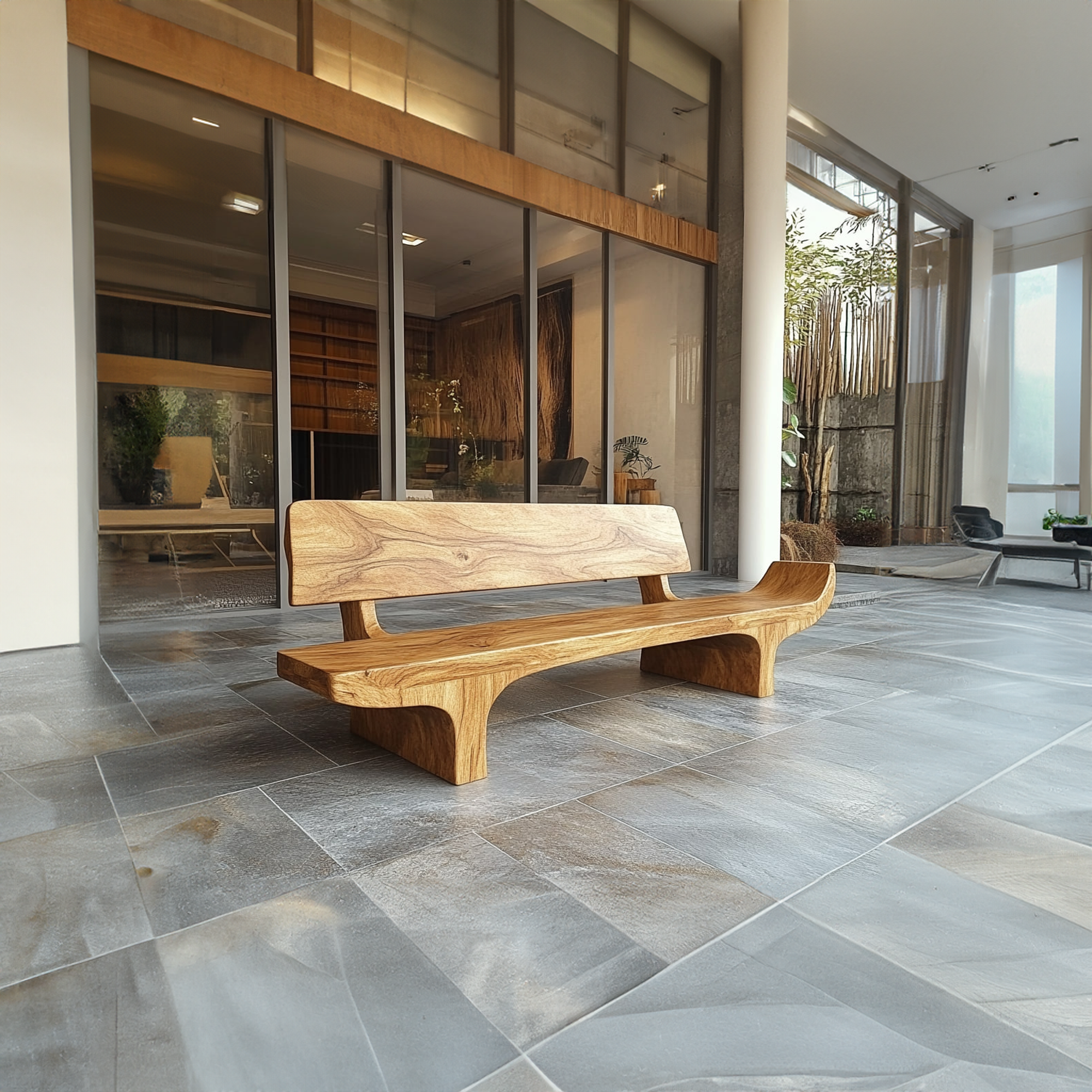 Rustic Solid Form Bench For Hallway And Living Room SINLKIRS051