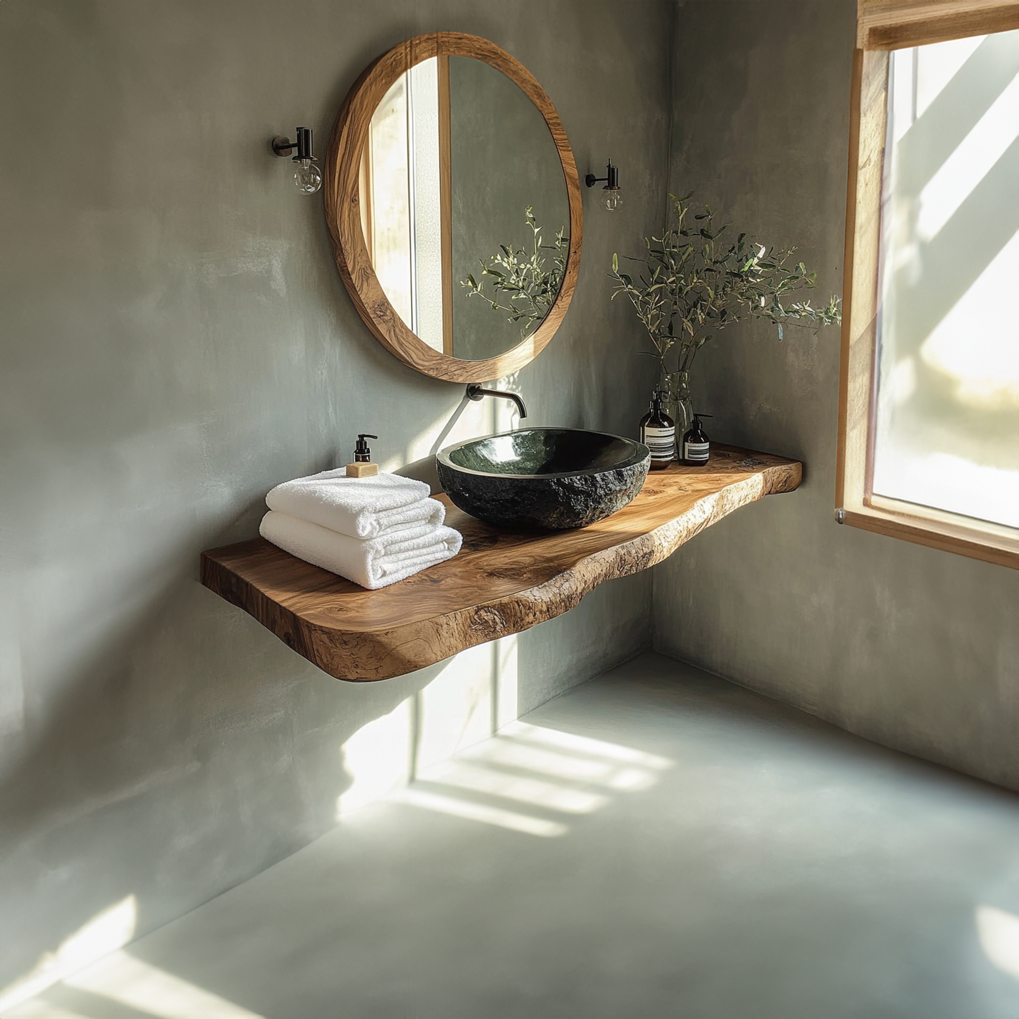 Rustic Stone Basin Vanity Bathroom SINLBRV114