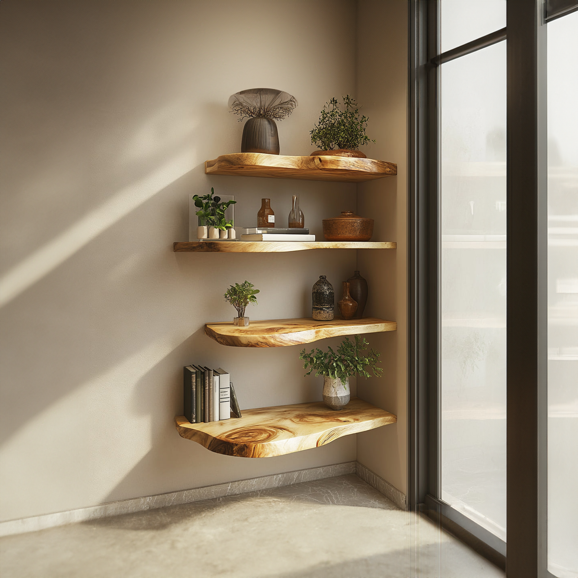 Rustic Live Edge Display Shelf Living Room Or Dining Room SINLKIFL259