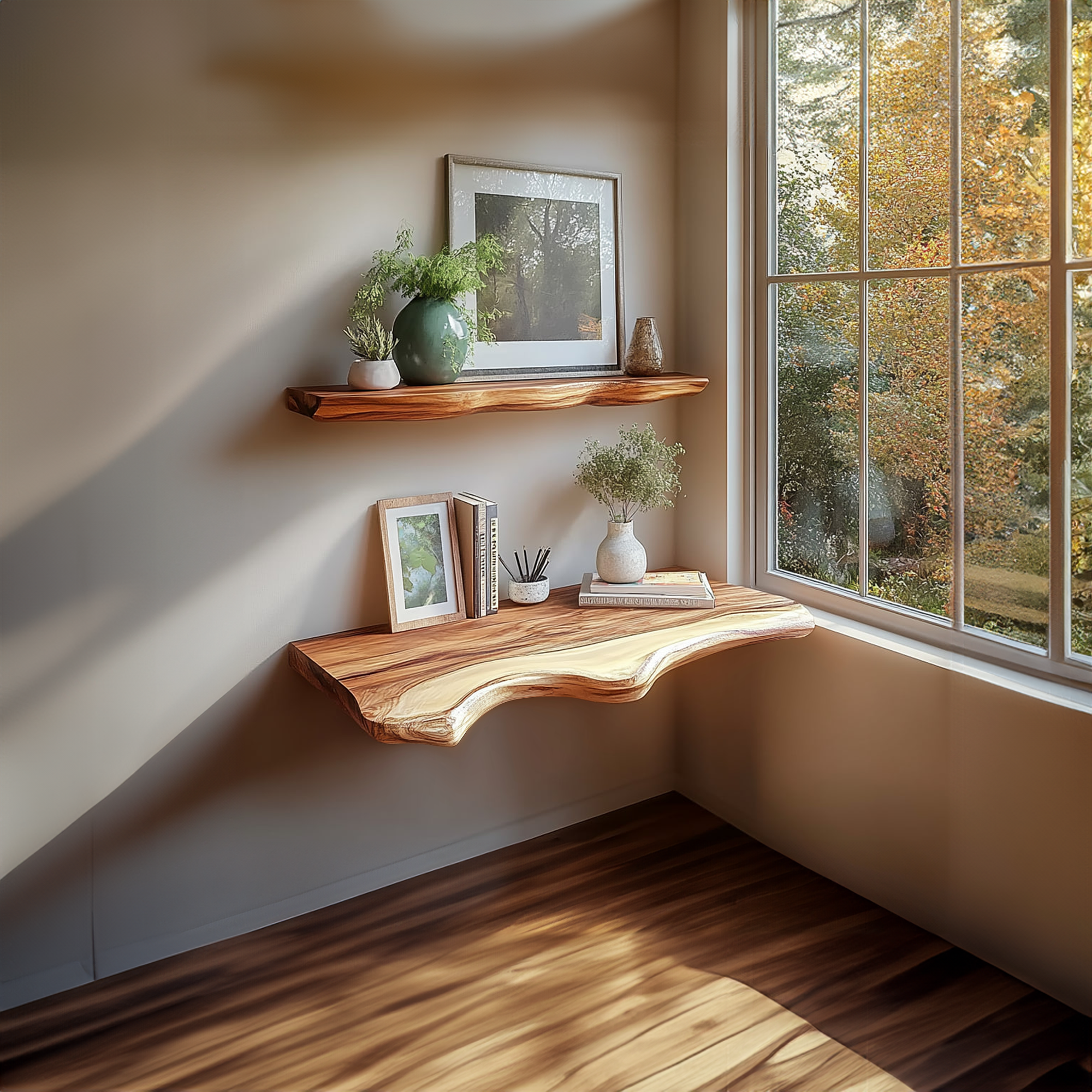 Mid Century Floating Wall Desk Shelf Modern Office SINLKIFL217