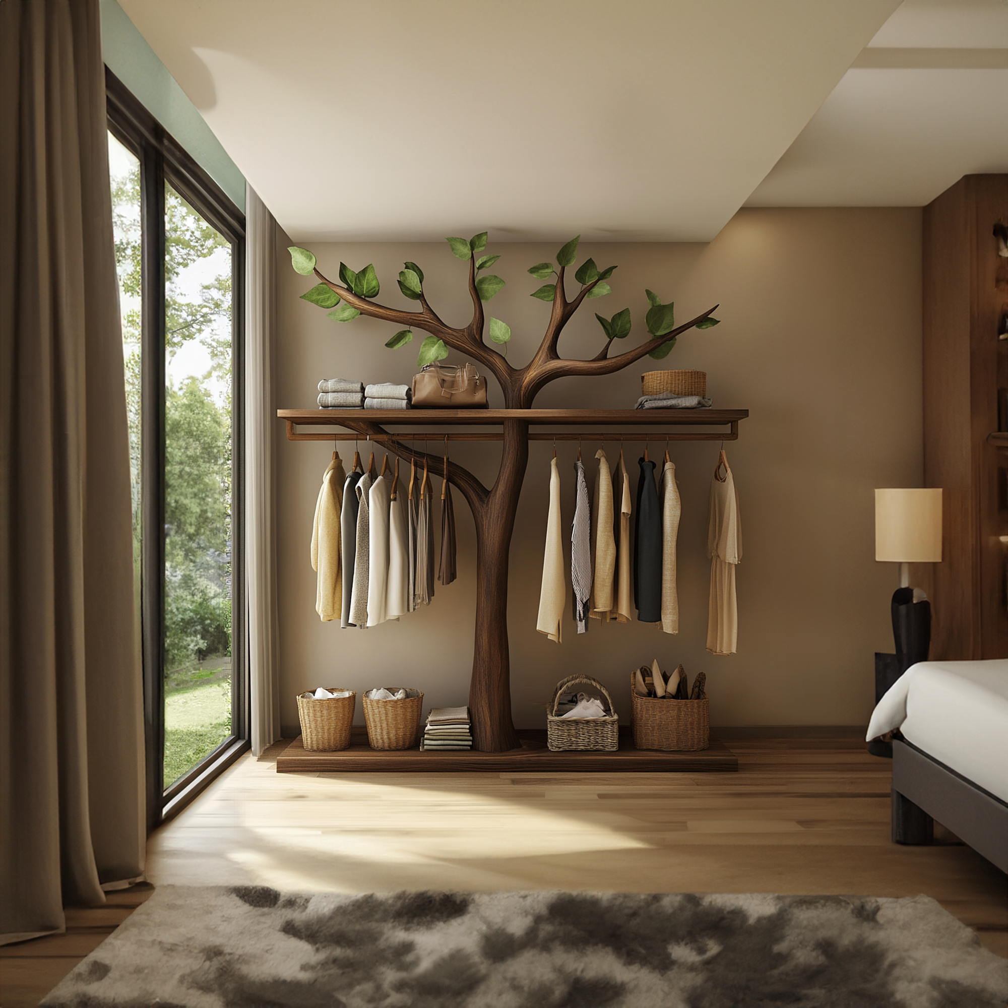 Rustic Tree Branch Wooden Clothing Rack Handmade Bedroom SINLKITCR046