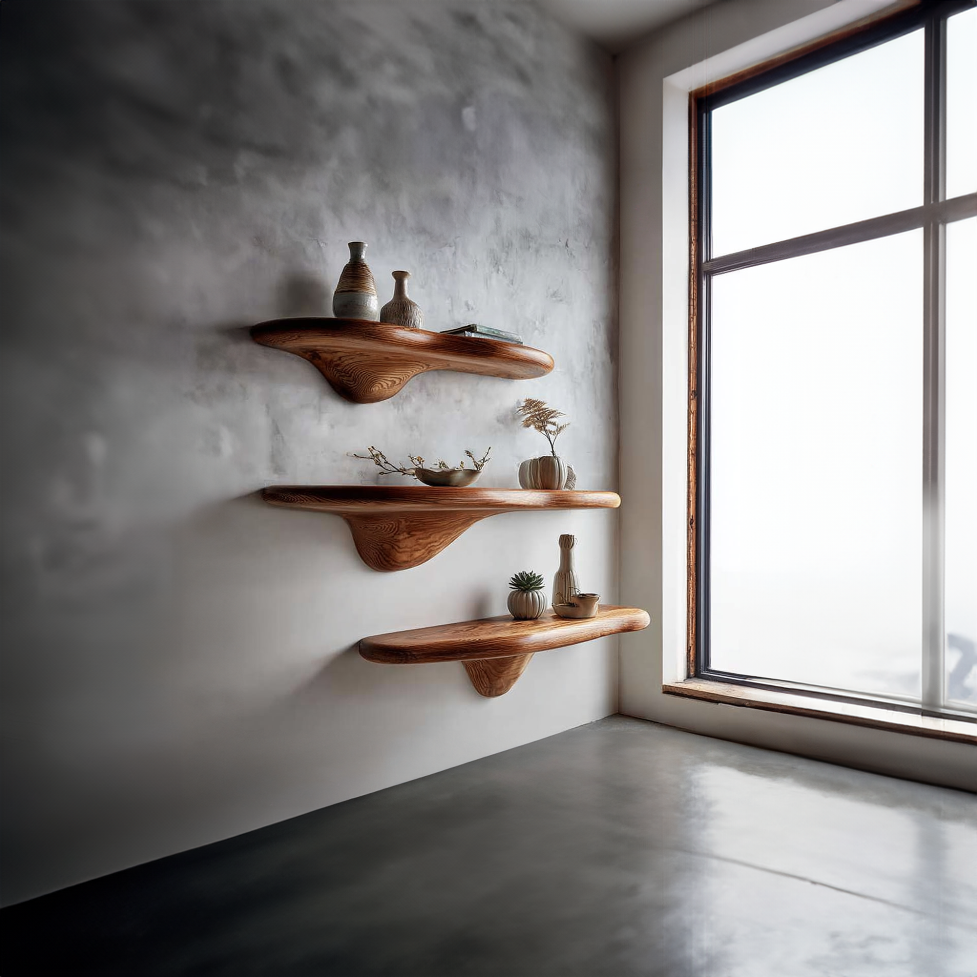 Rustic Mushroom Floating Shelves Bedroom SINLKIFL142