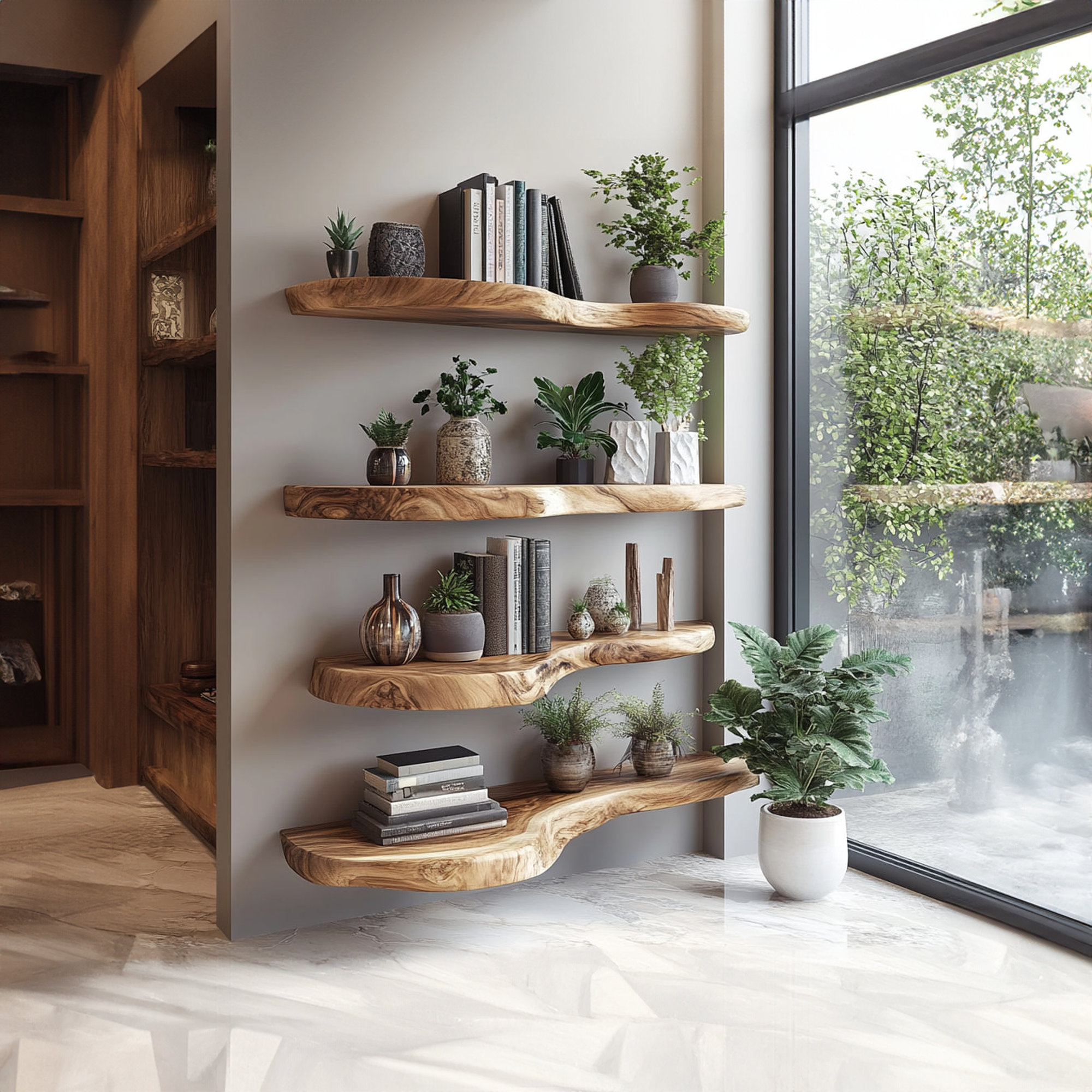 Rustic Live Edge Floating Bookshelf Living Room Or Office SINLKIFL263