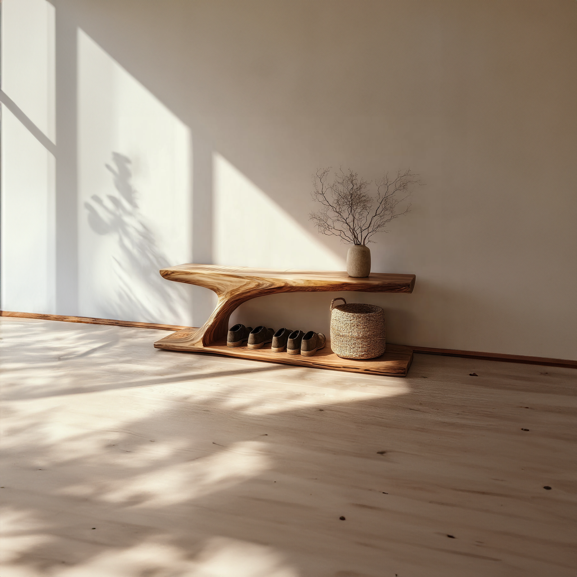 Rustic Handcrafted Wood Shoe Organizer Bench Entryway SINLKISB060