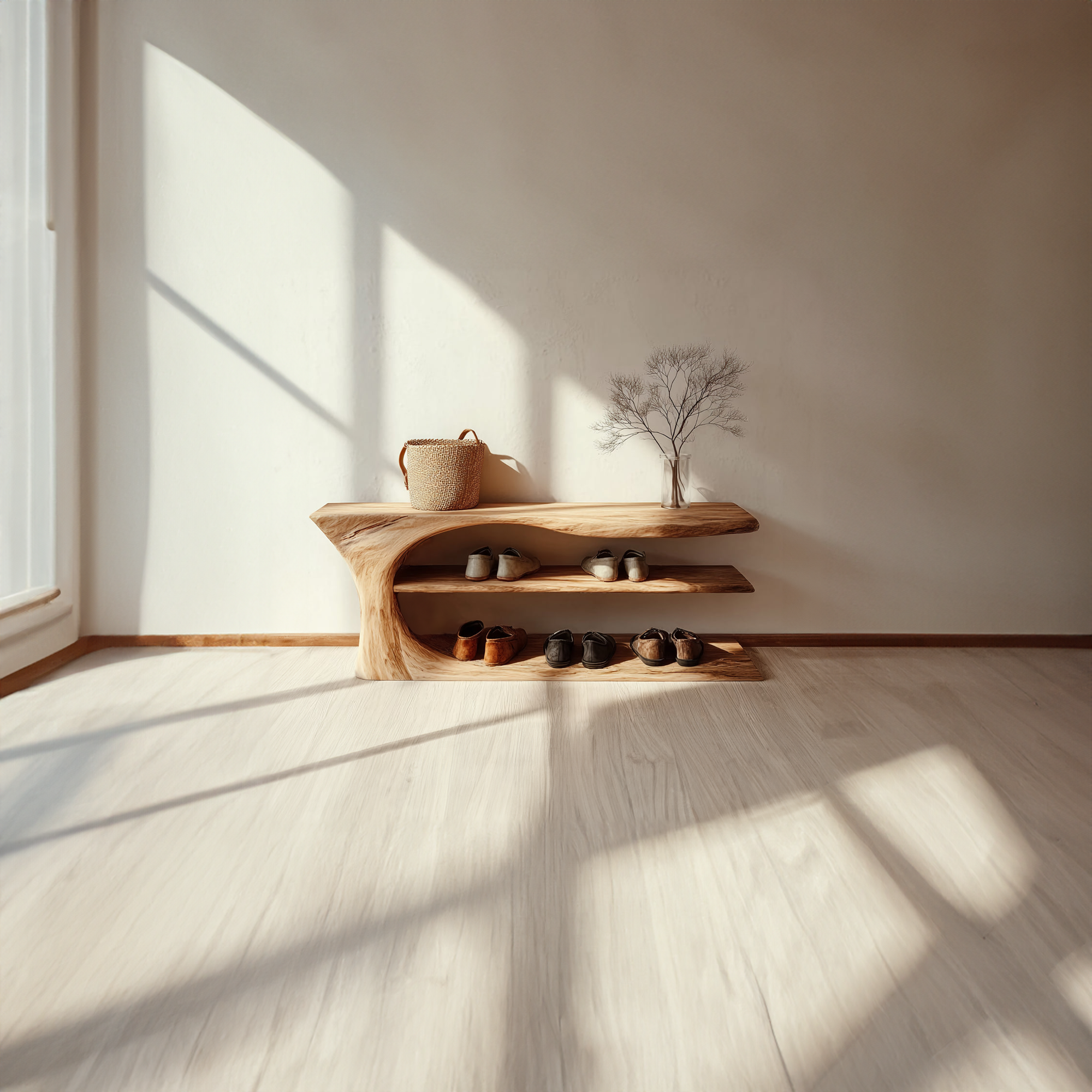 Mid Century Handcrafted Wooden Shoe Storage Bench Home SINLKISB053