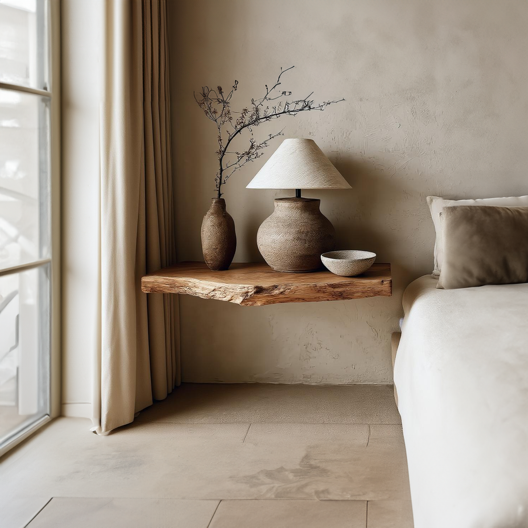 Rustic Floating Nightstand Bedroom SINLKIFL183