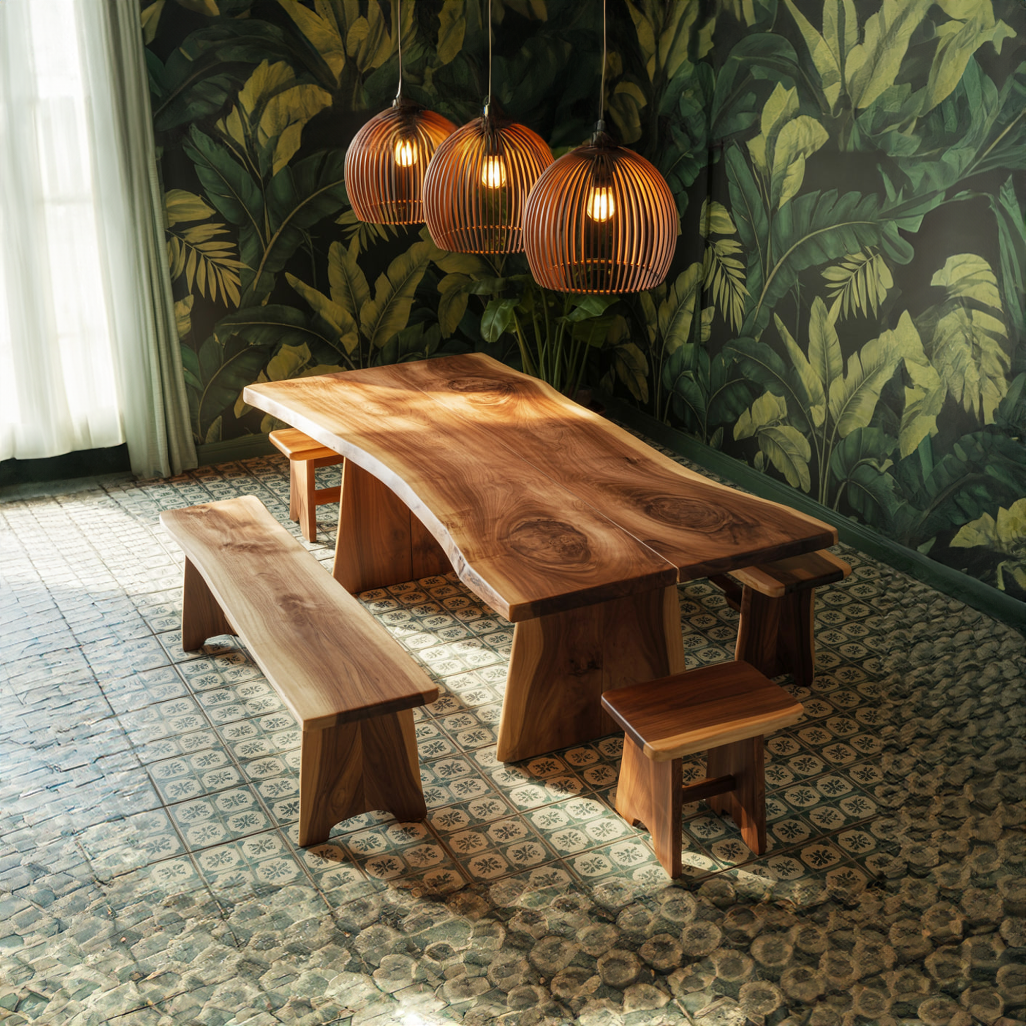 Scandinavian Live Edge Dining Table Minimal Kitchen SINLSDTS130