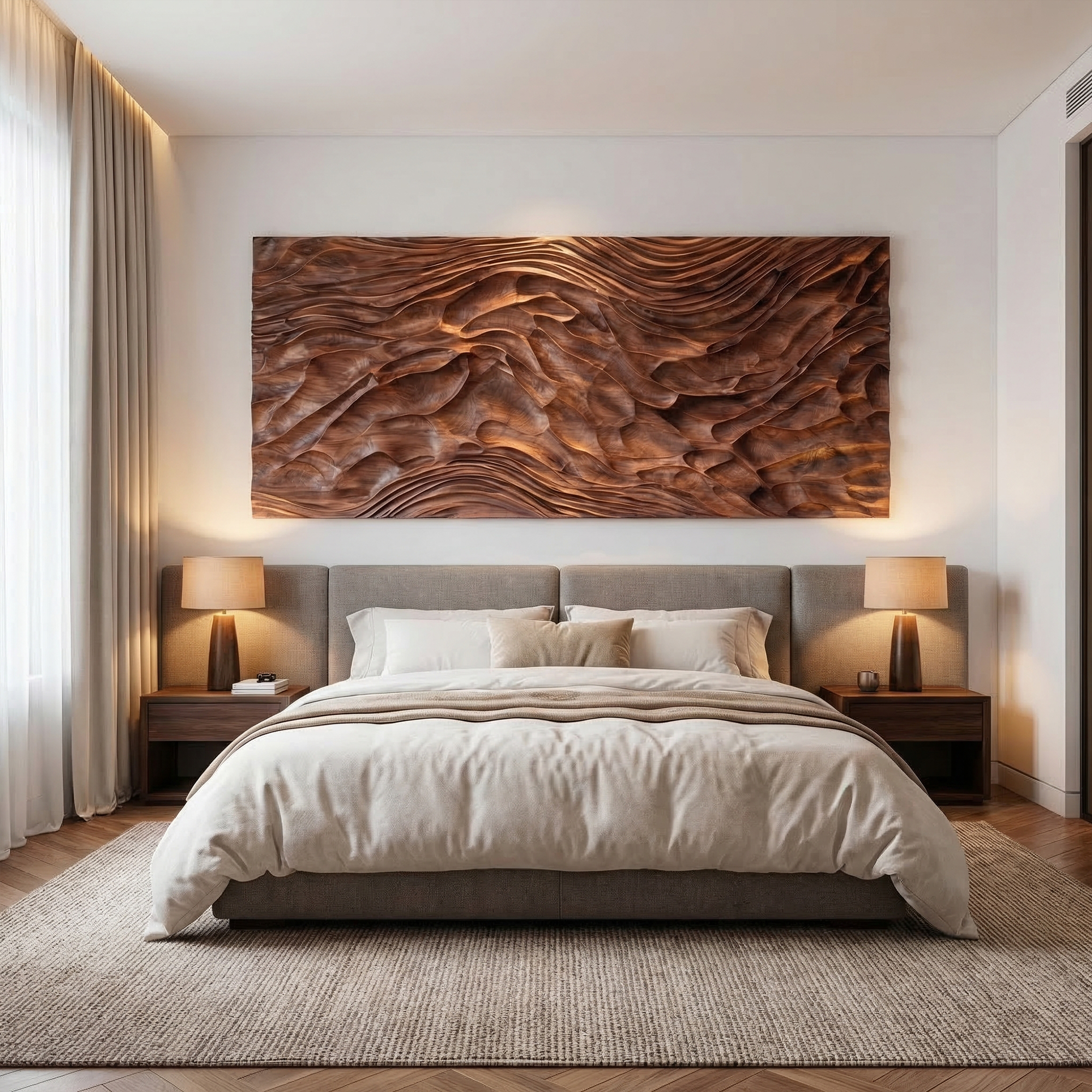 Modern Carved Wood Wall Art Living Room And Lounge SINLKIWD044
