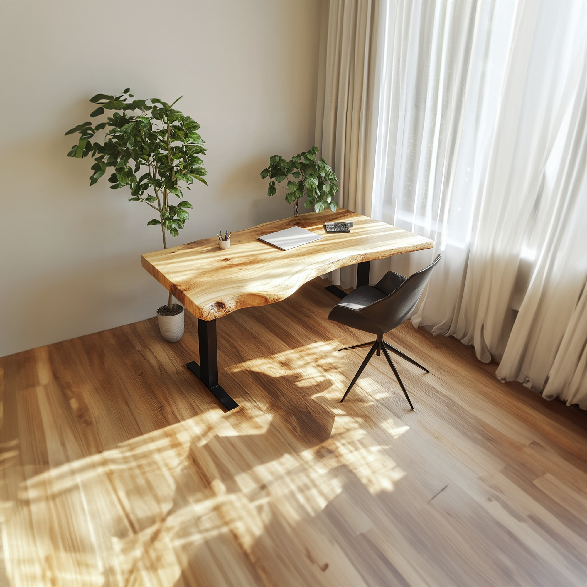 Rustic Live Edge Wooden Work Desk Modern Home Office SINLKIDK014